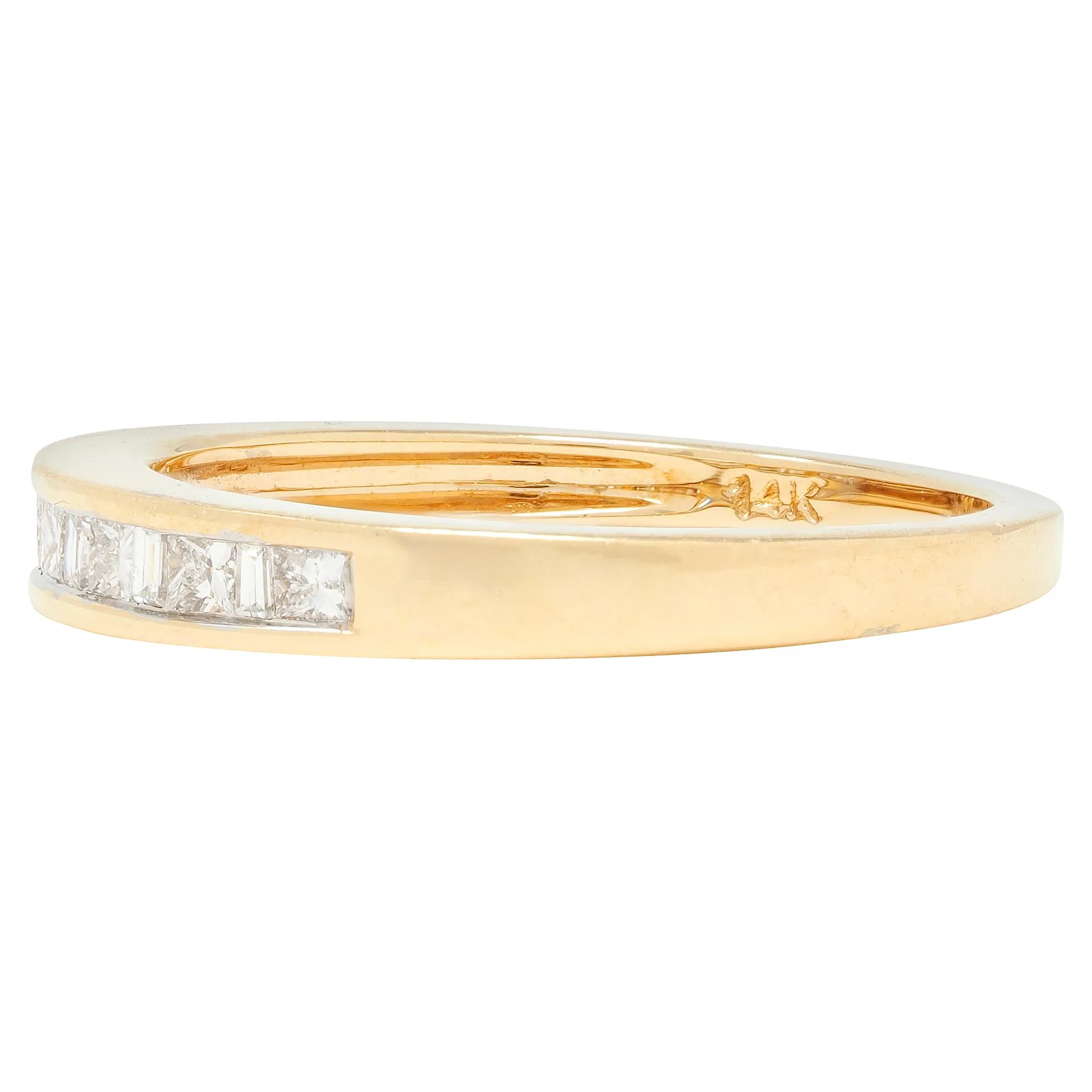 Contemporary 0.44 CTW Princess Cut Diamond 14 Karat Yellow Gold Band Ring - Image 6