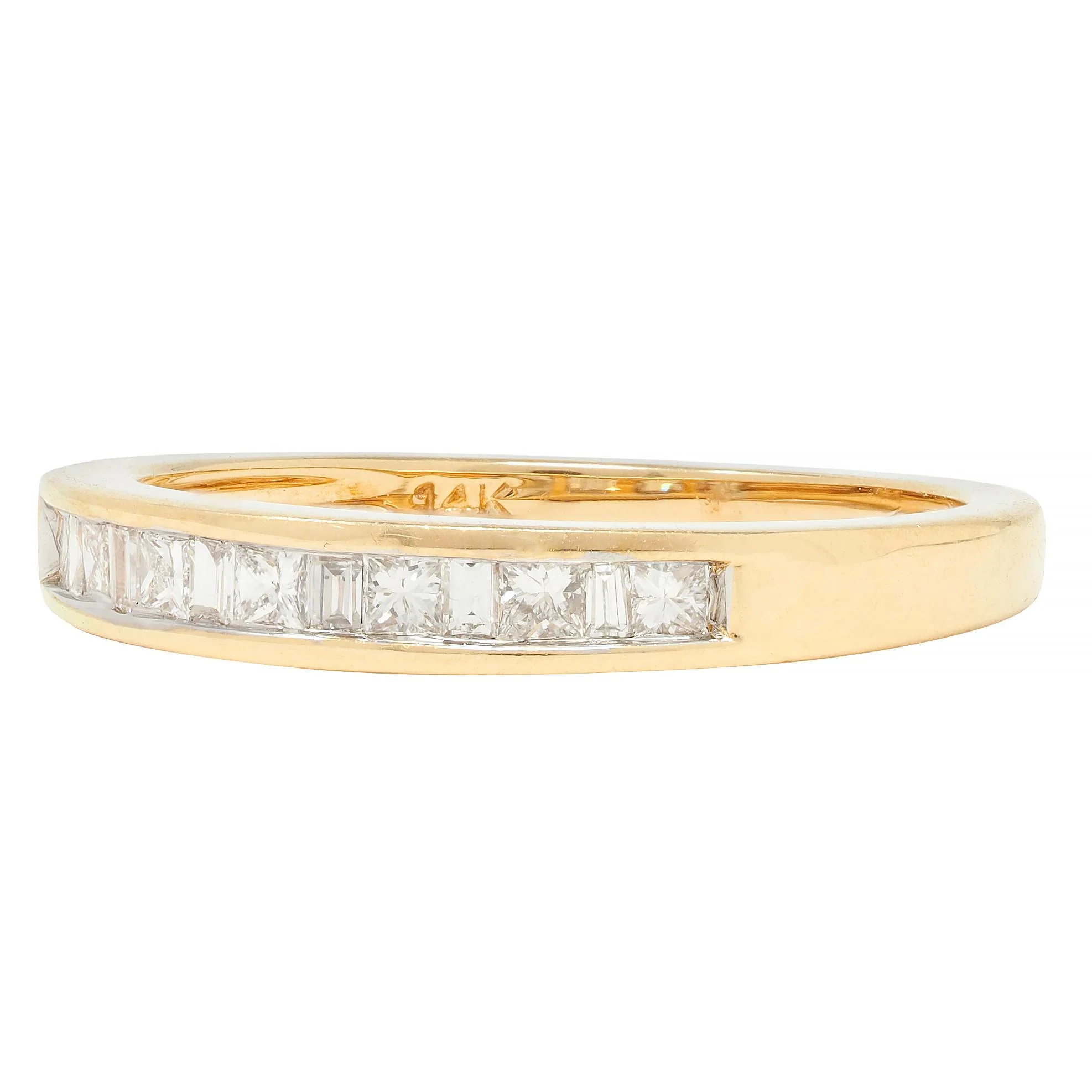 Contemporary 0.44 CTW Princess Cut Diamond 14 Karat Yellow Gold Band Ring - Image 7