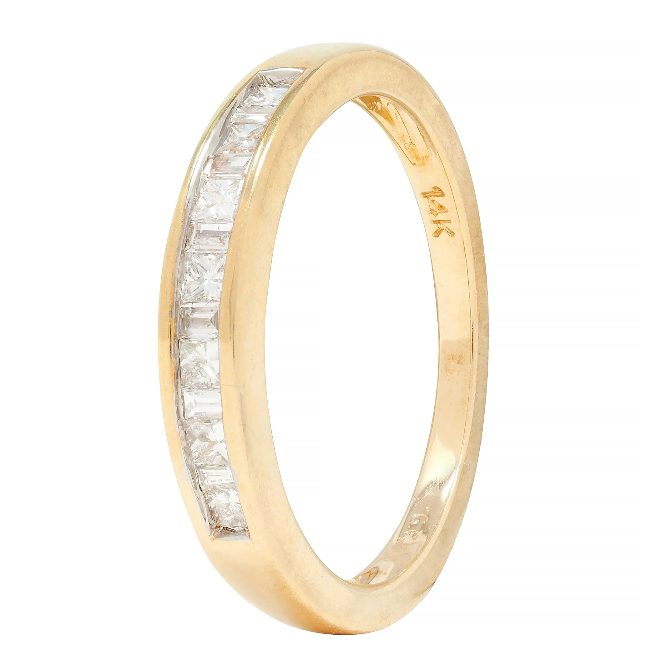 Contemporary 0.44 CTW Princess Cut Diamond 14 Karat Yellow Gold Band Ring - Image 9