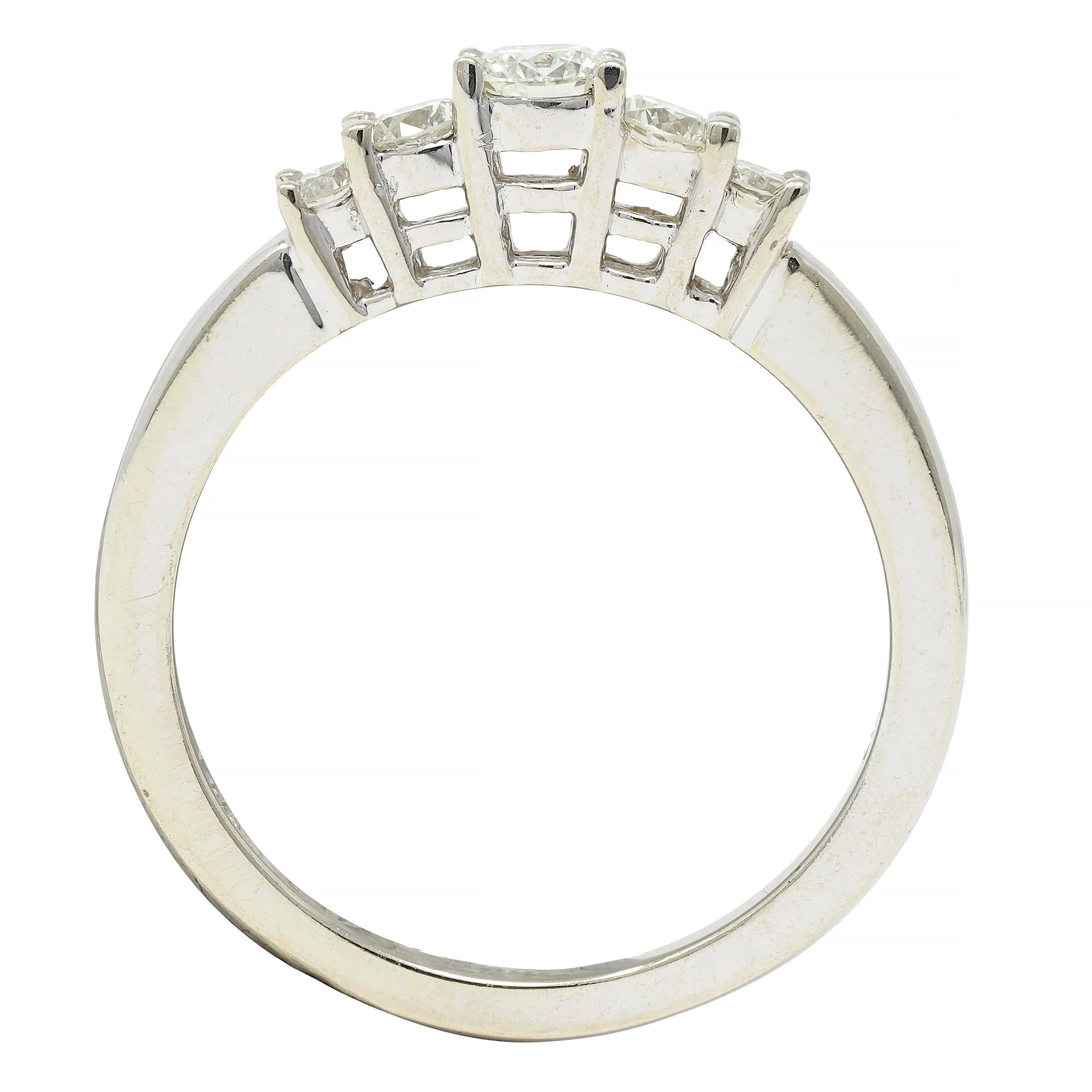 Contemporary 0.50 CTW Diamond 14 Karat White Gold Five Stone Band Ring - Image 9