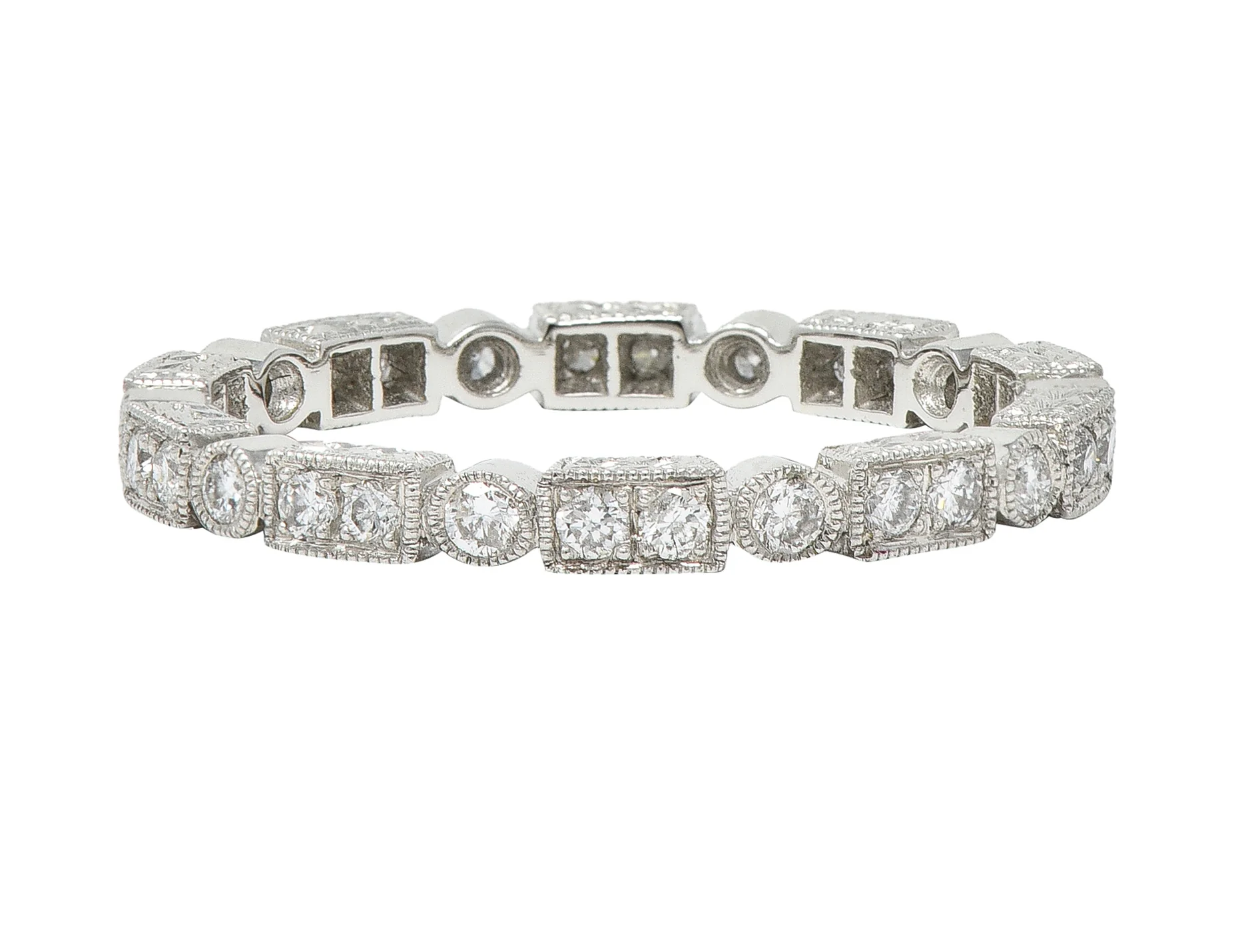 Contemporary 0.50 CTW Diamond 18 Karat White Gold Geometric Band Ring