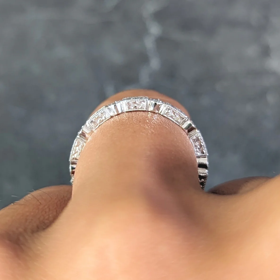 Contemporary 0.50 CTW Diamond 18 Karat White Gold Geometric Band Ring - Image 10