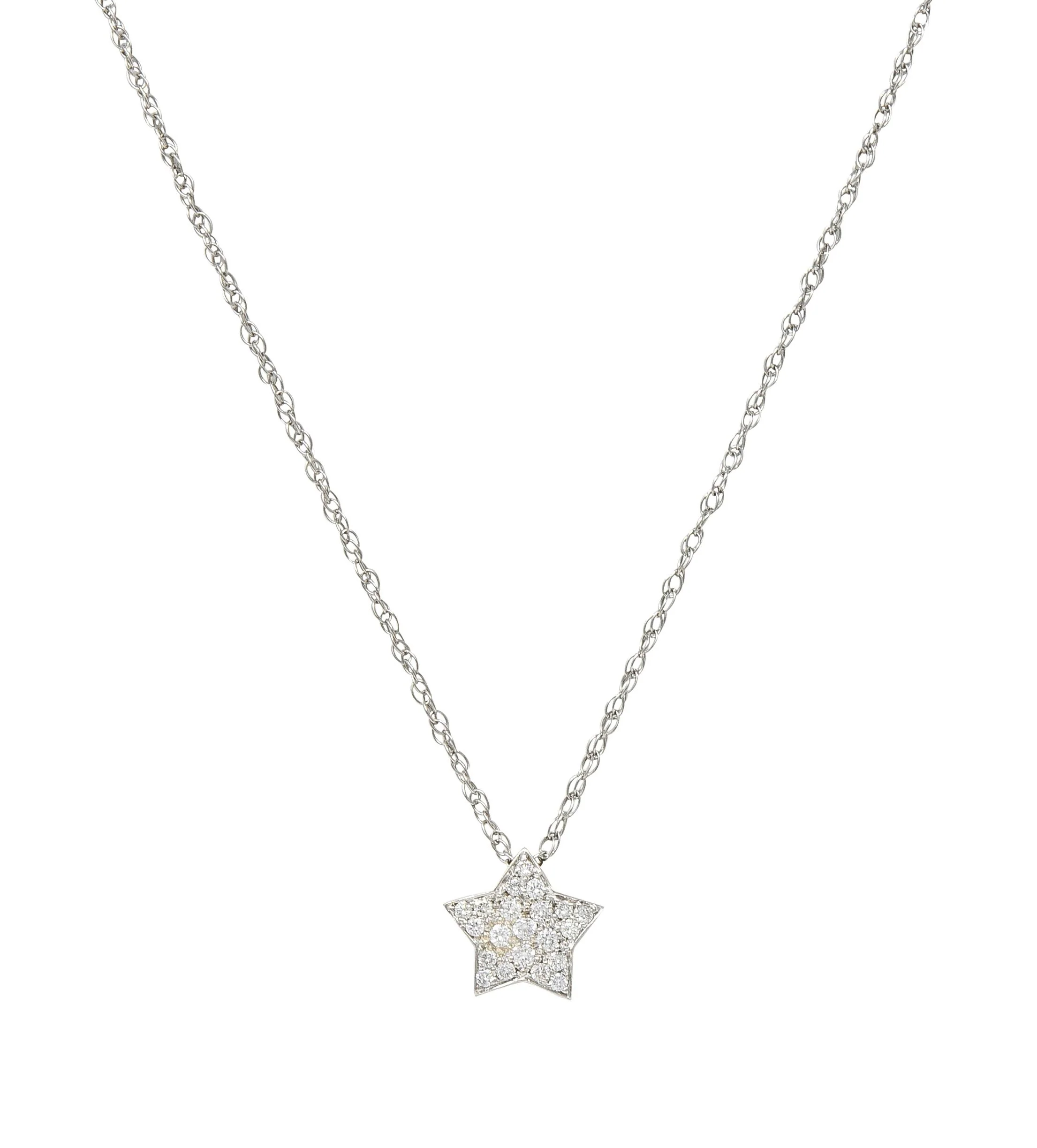 Contemporary 0.50 CTW Diamond 18 Karat White Gold Star Necklace - Image 3