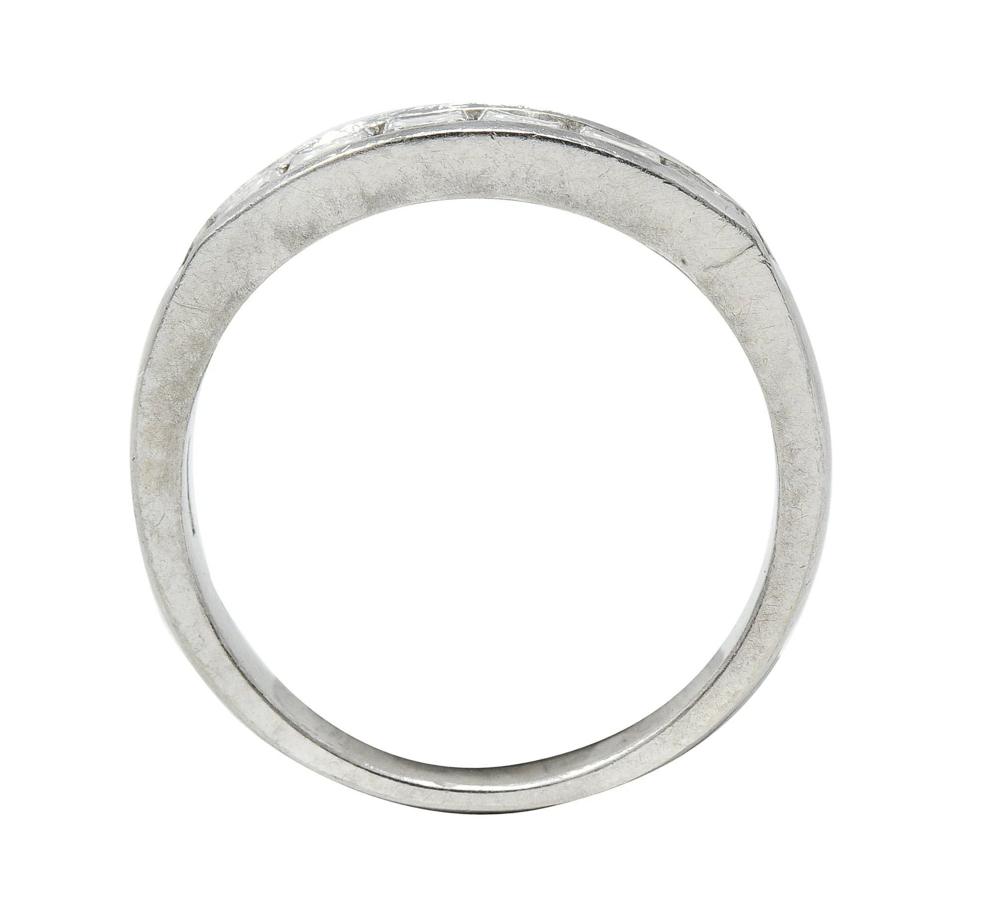 Contemporary 0.72 CTW Square Step Cut Diamond Platinum Five Stone Channel Band Ring - Image 9