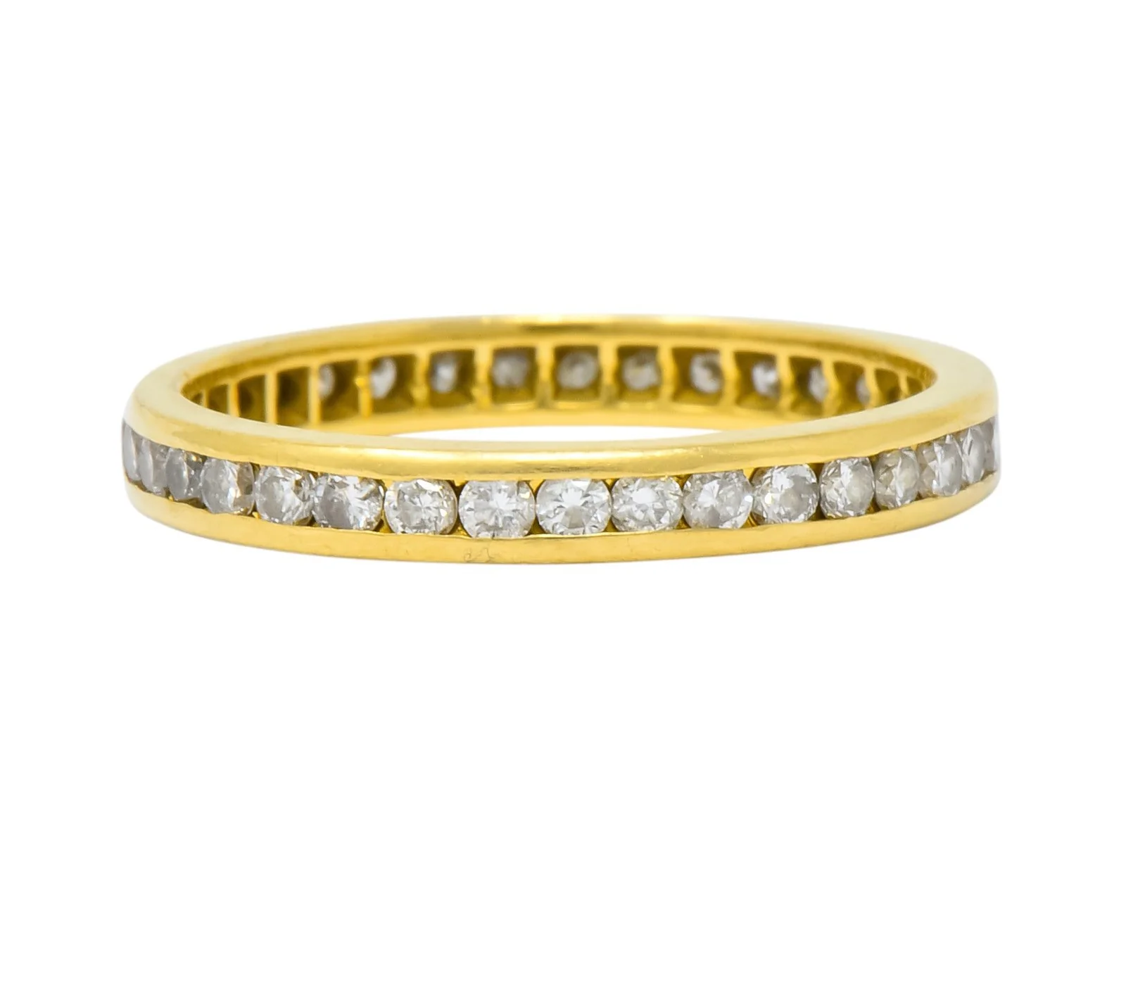 Contemporary 0.75 CTW Diamond 14 Karat Gold Eternity Band Stack Ring - Image 4