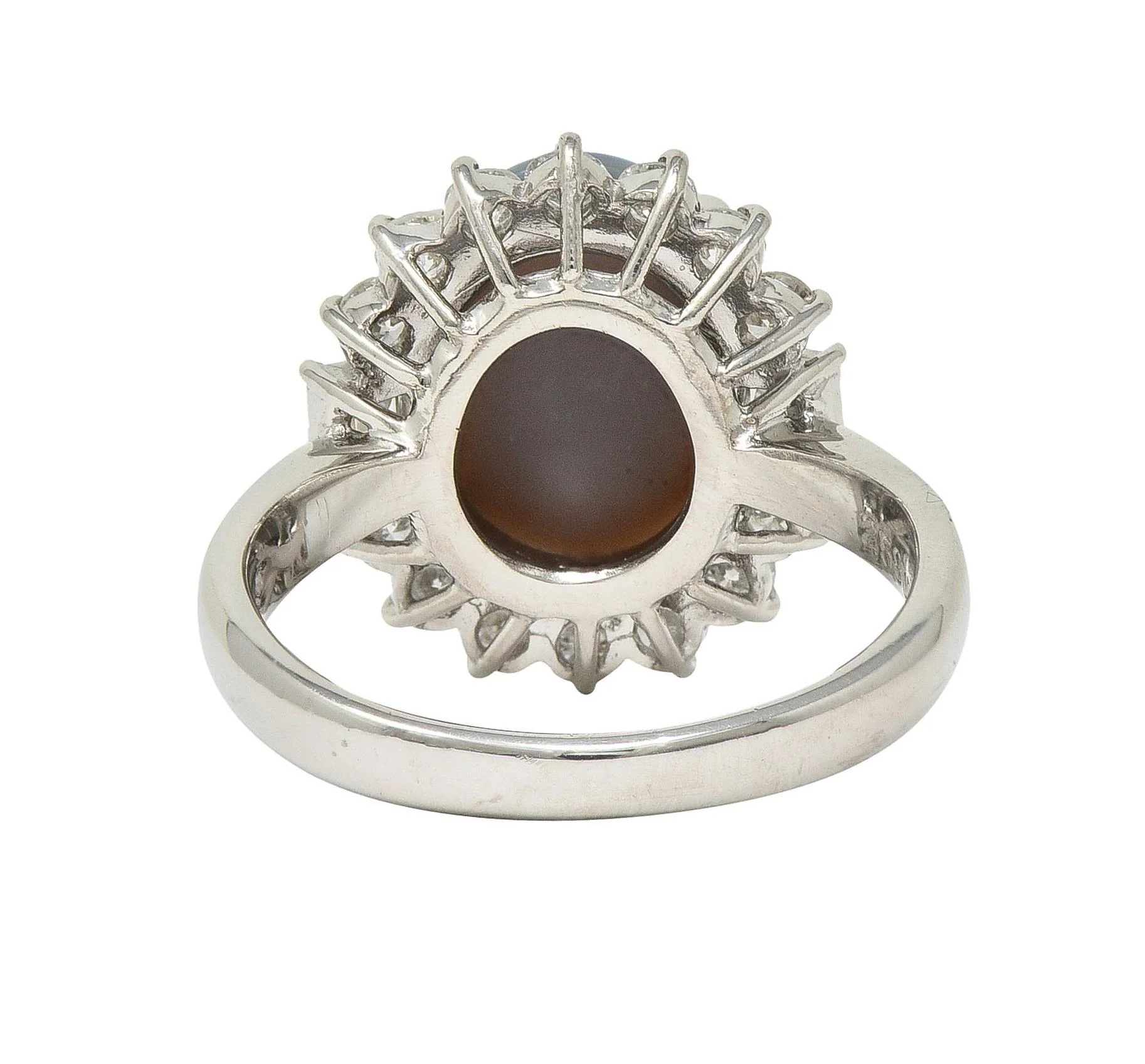 Contemporary 0.86 CTW Diamond Opal Platinum Halo Cluster Ring - Image 4