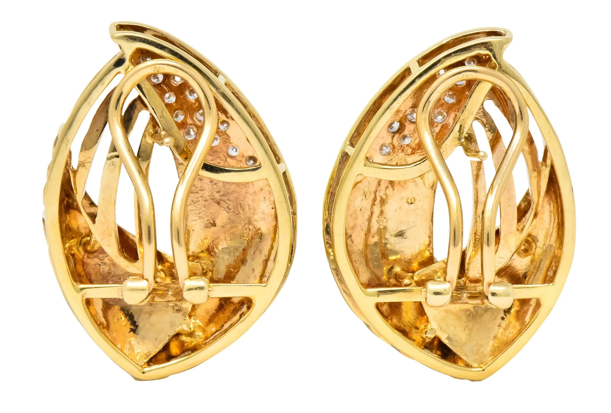 Contemporary 1.00 CTW Diamond 18 Karat Gold Earrings - Image 4