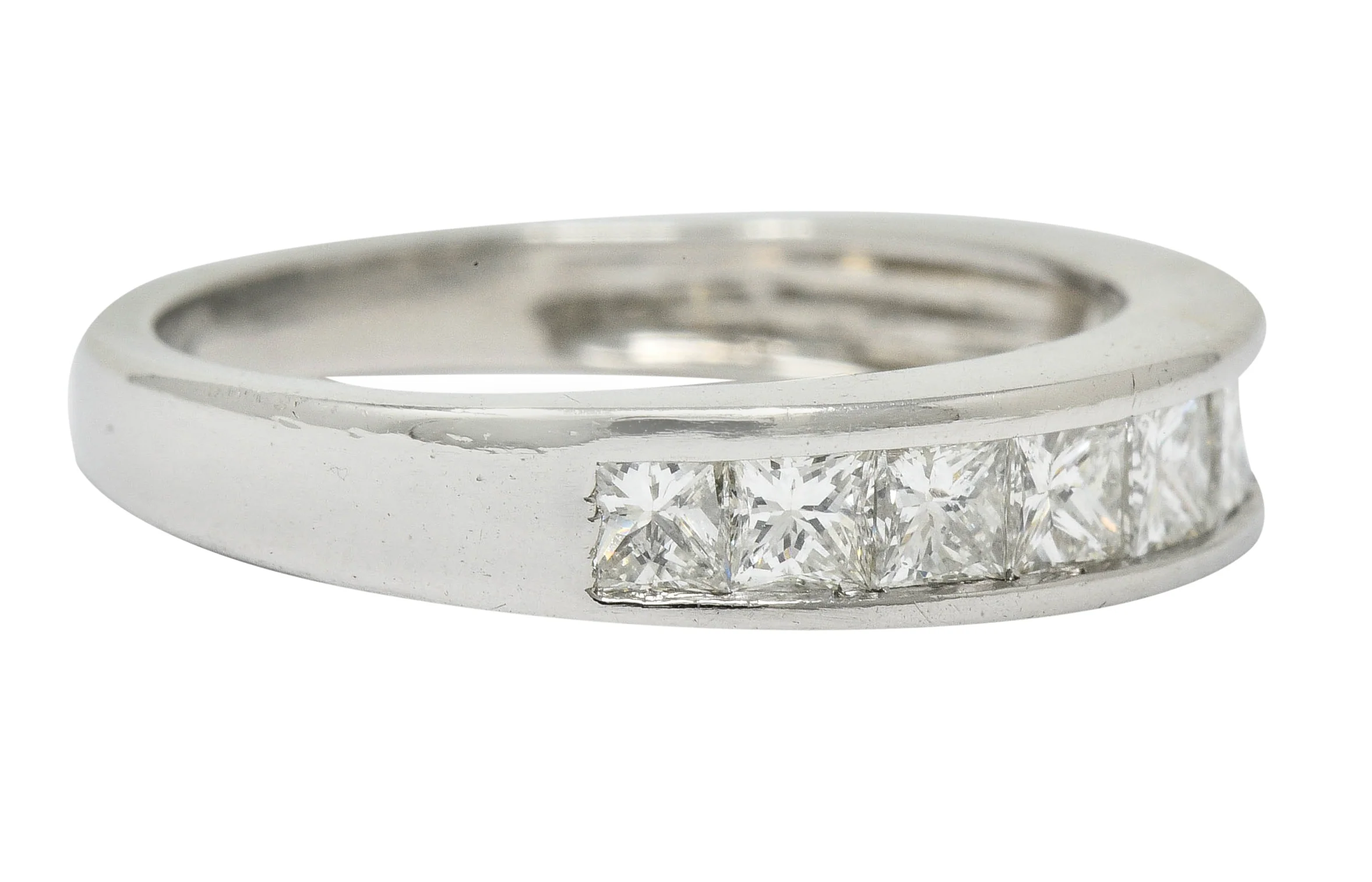Contemporary 1.00 CTW Princess Cut Diamond Platinum Channel Band Ring - Image 2