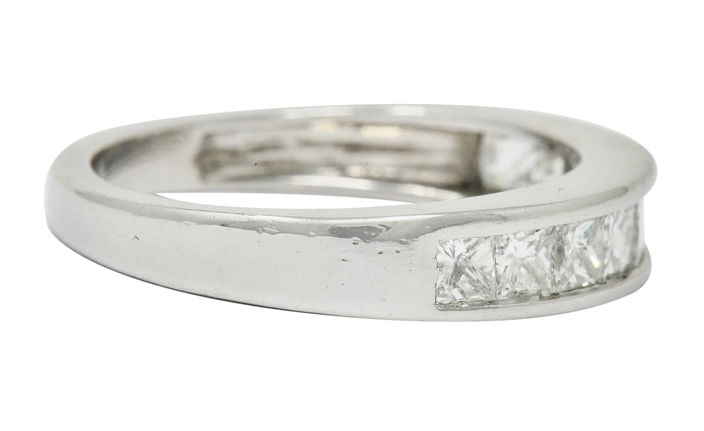 Contemporary 1.00 CTW Princess Cut Diamond Platinum Channel Band Ring - Image 3