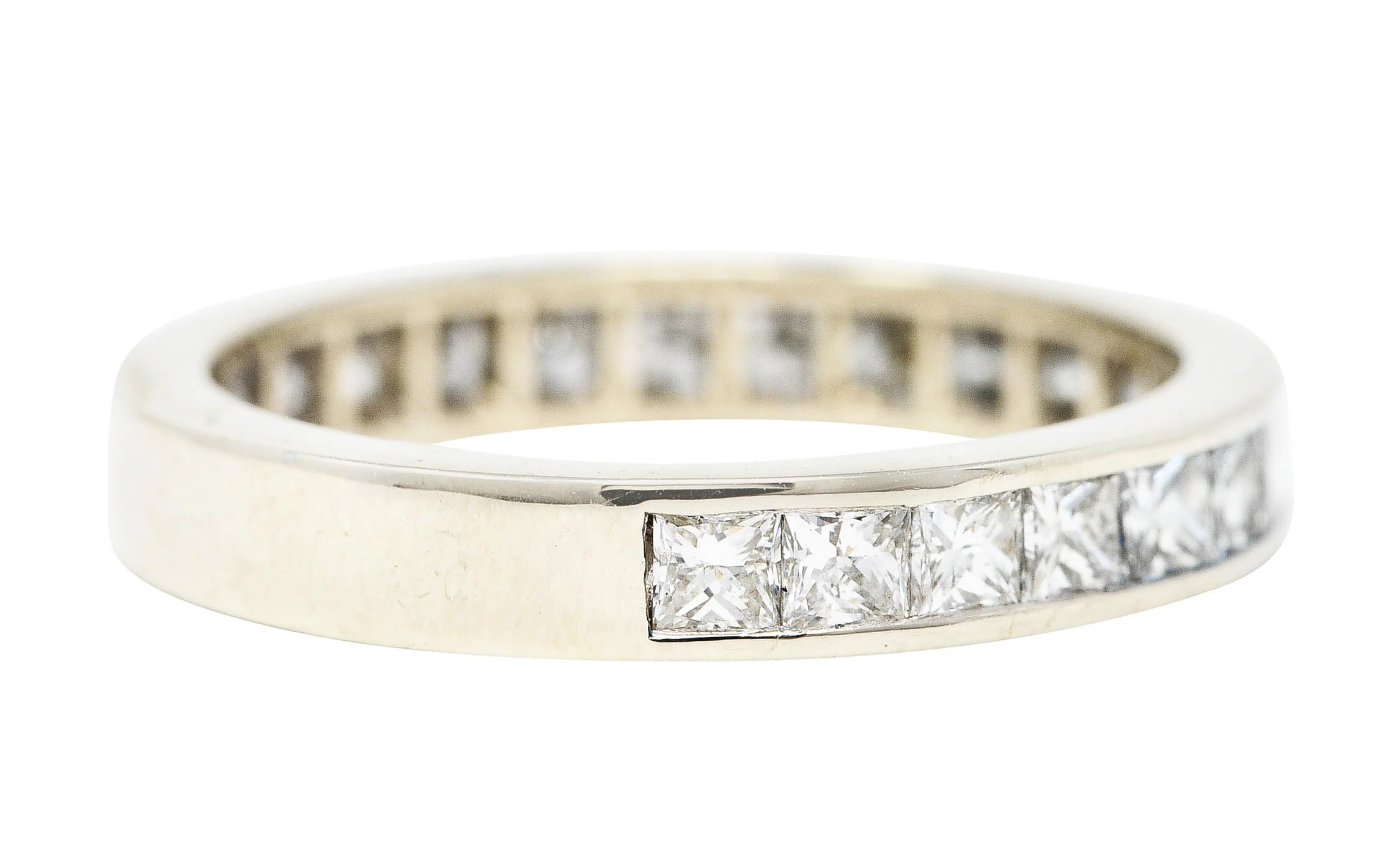 Contemporary 1.00 CTW Princess Diamond White Gold Channel Band Ring - Image 2