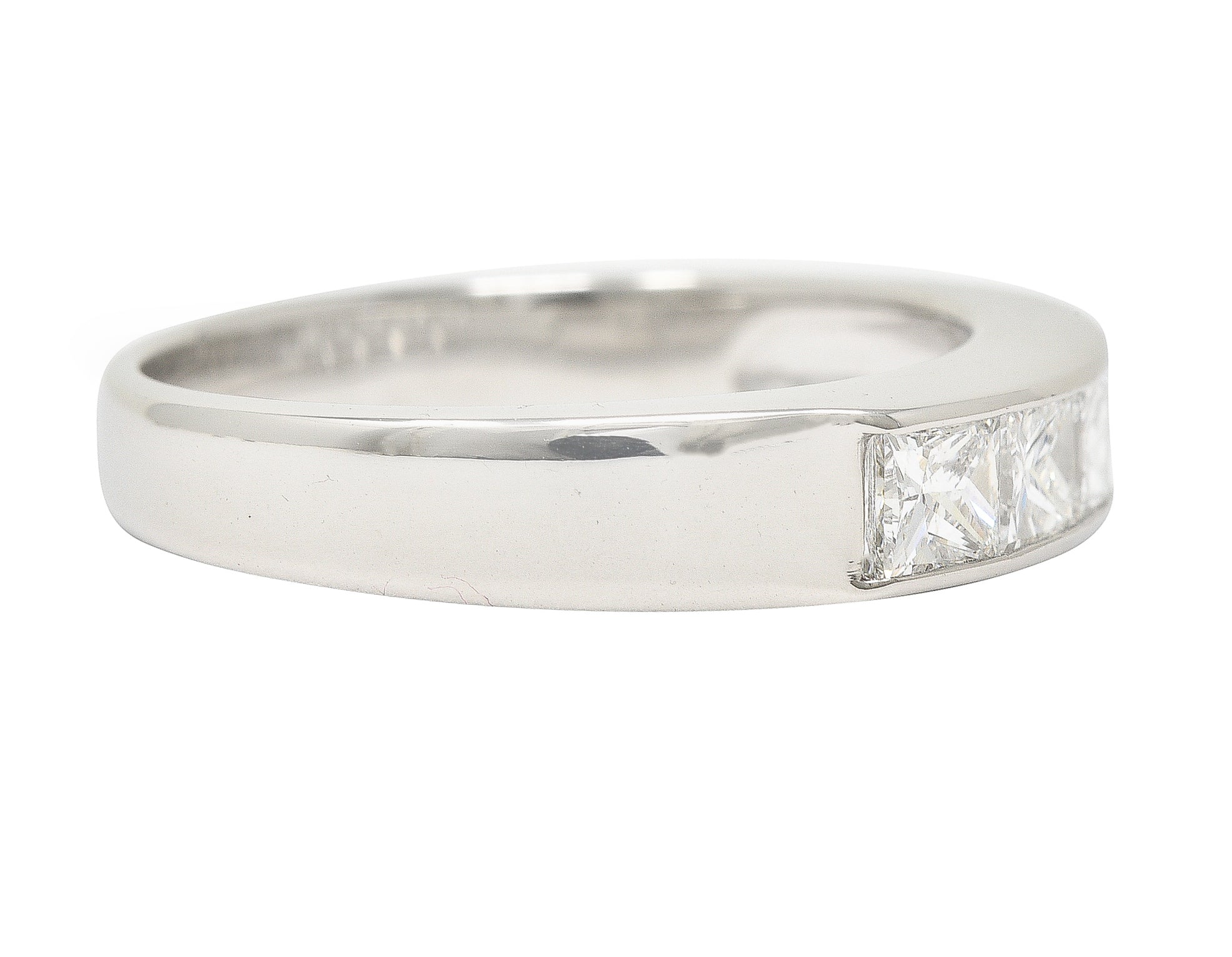 Contemporary 1.03 CTW Princess Cut Diamond Platinum Channel Band Ring - Image 3