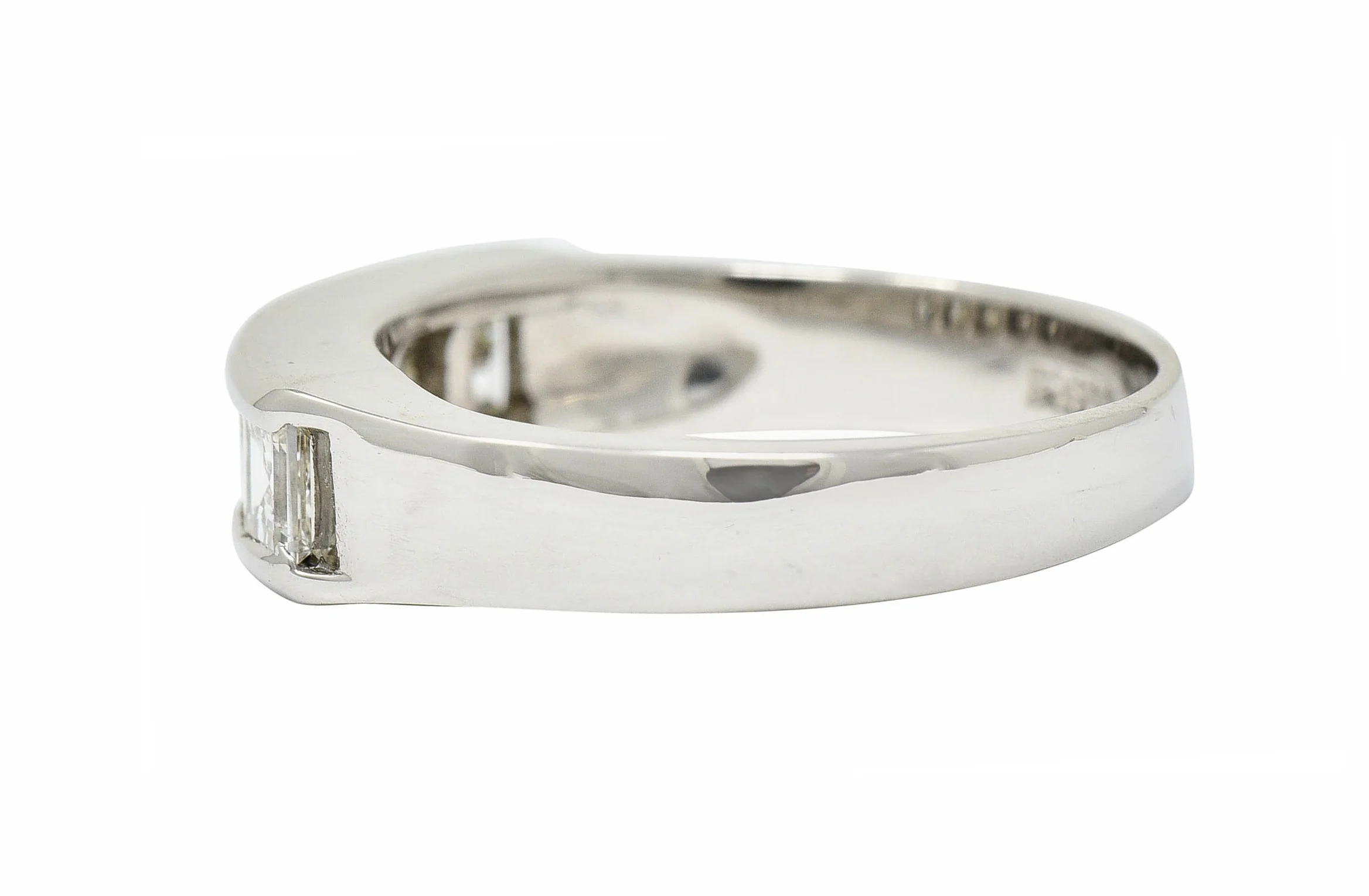 Contemporary 1.03 CTW Square Step Cut Diamond Platinum Stacking Band Ring - Image 5
