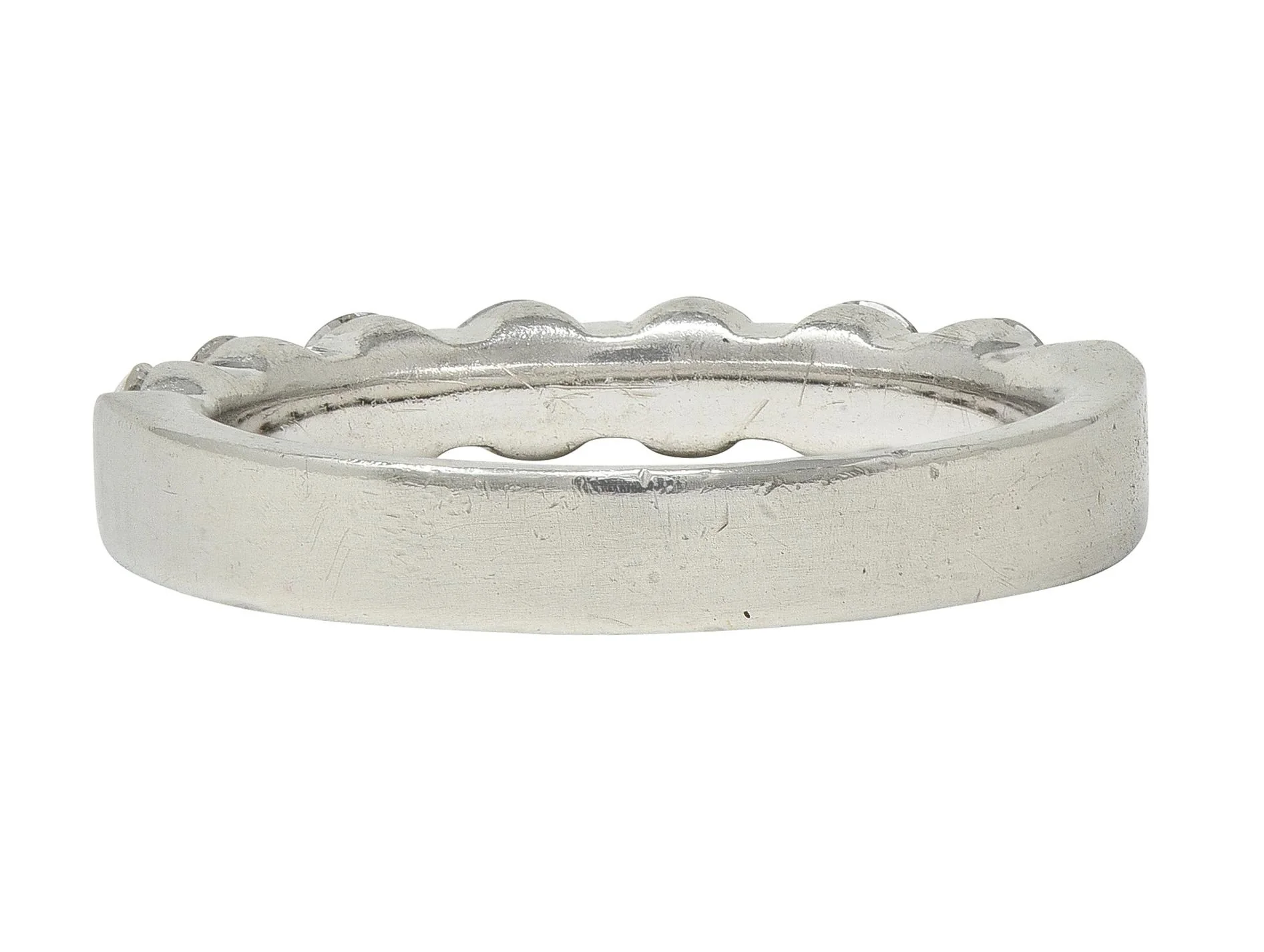 Contemporary 1.05 CTW Round Brilliant Cut Diamond Platinum Wedding Band Ring - Image 4