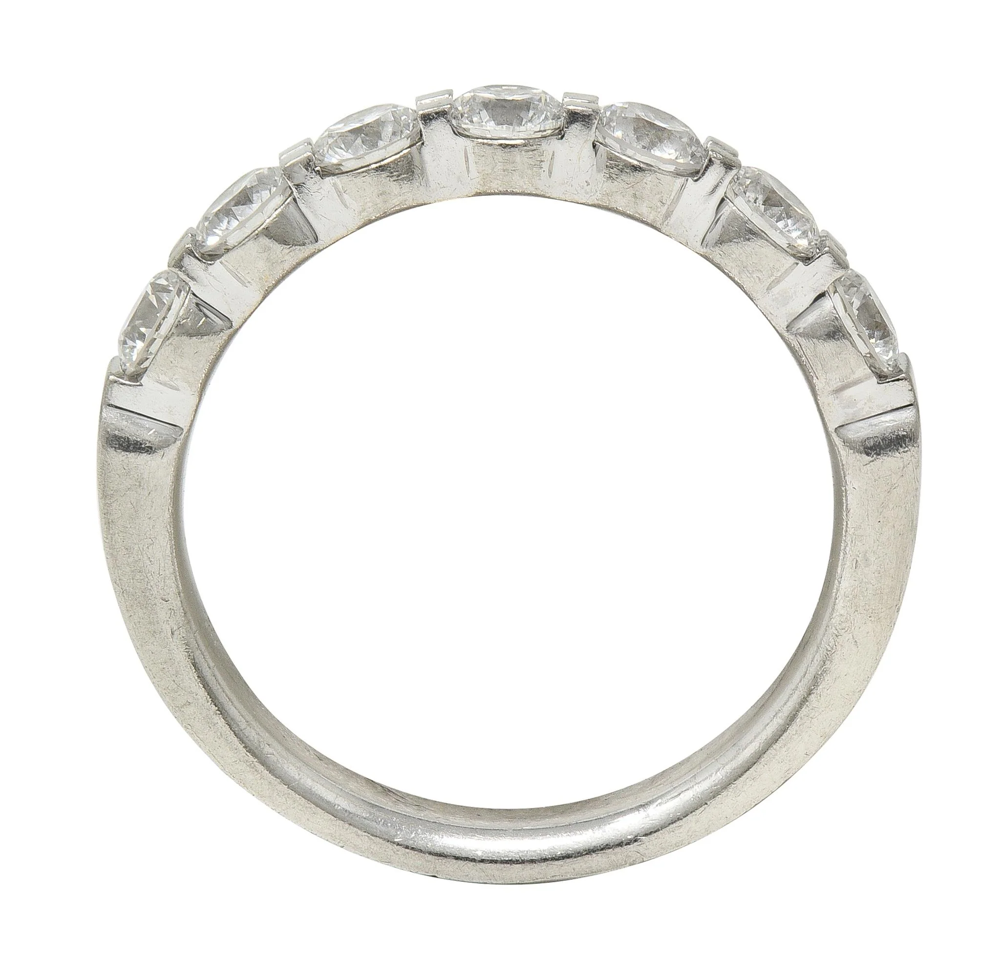 Contemporary 1.05 CTW Round Brilliant Cut Diamond Platinum Wedding Band Ring - Image 7