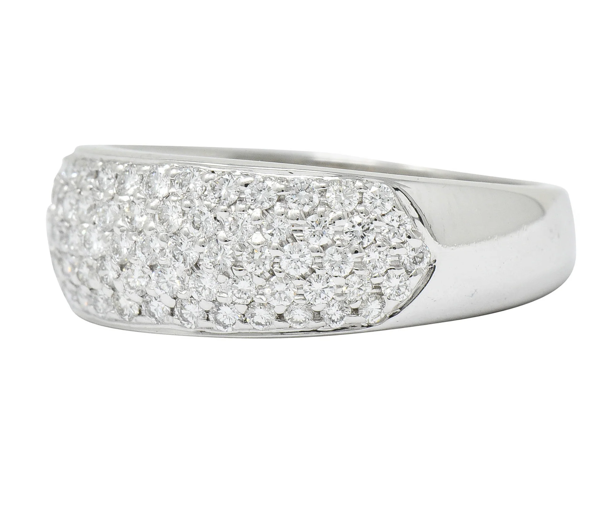 Contemporary 1.10 CTW Pave Diamond Platinum Band Ring - Image 6