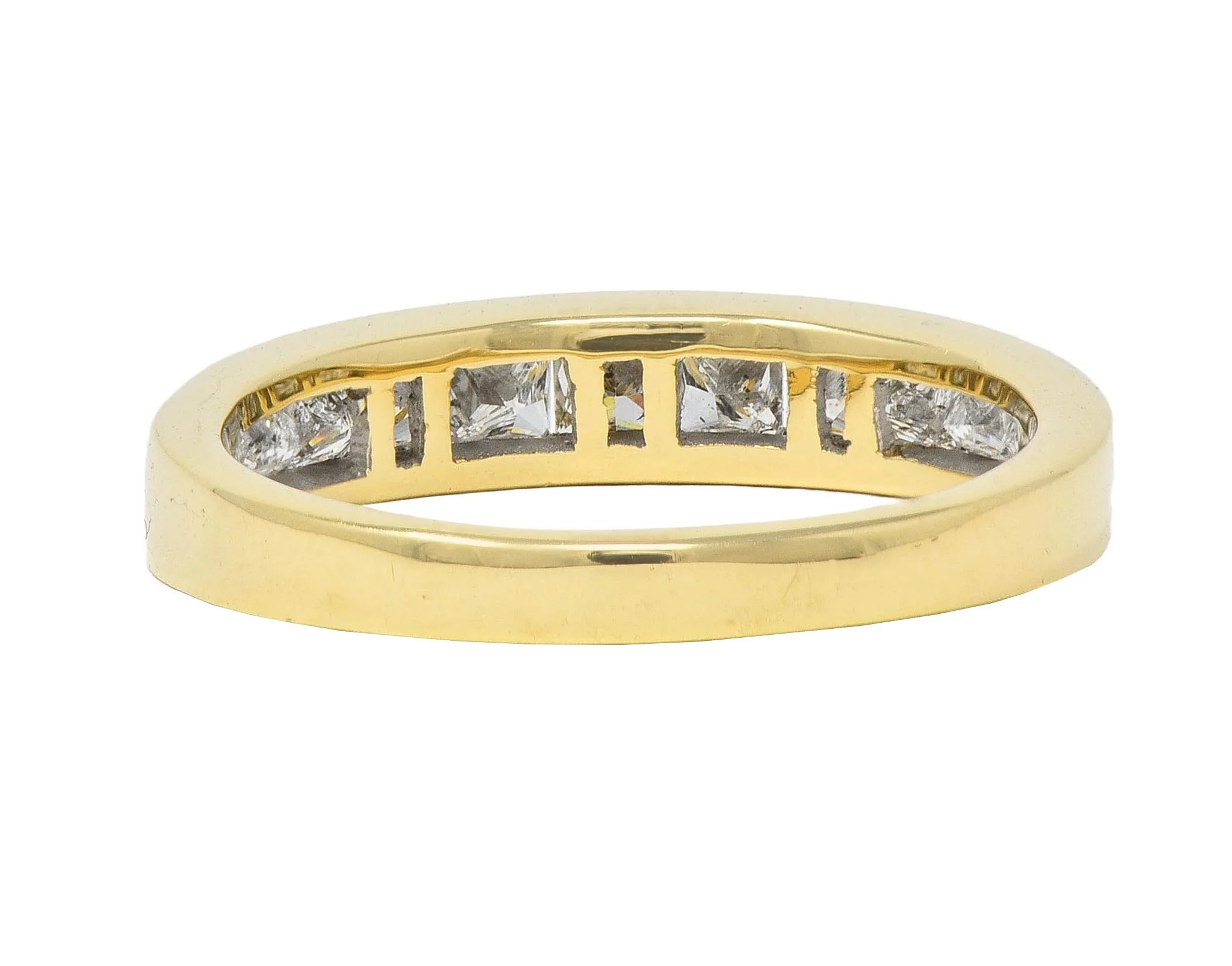 Contemporary 1.20 CTW Princess Cut Diamond 14 Karat Yellow Gold Wedding Band Ring - Image 3