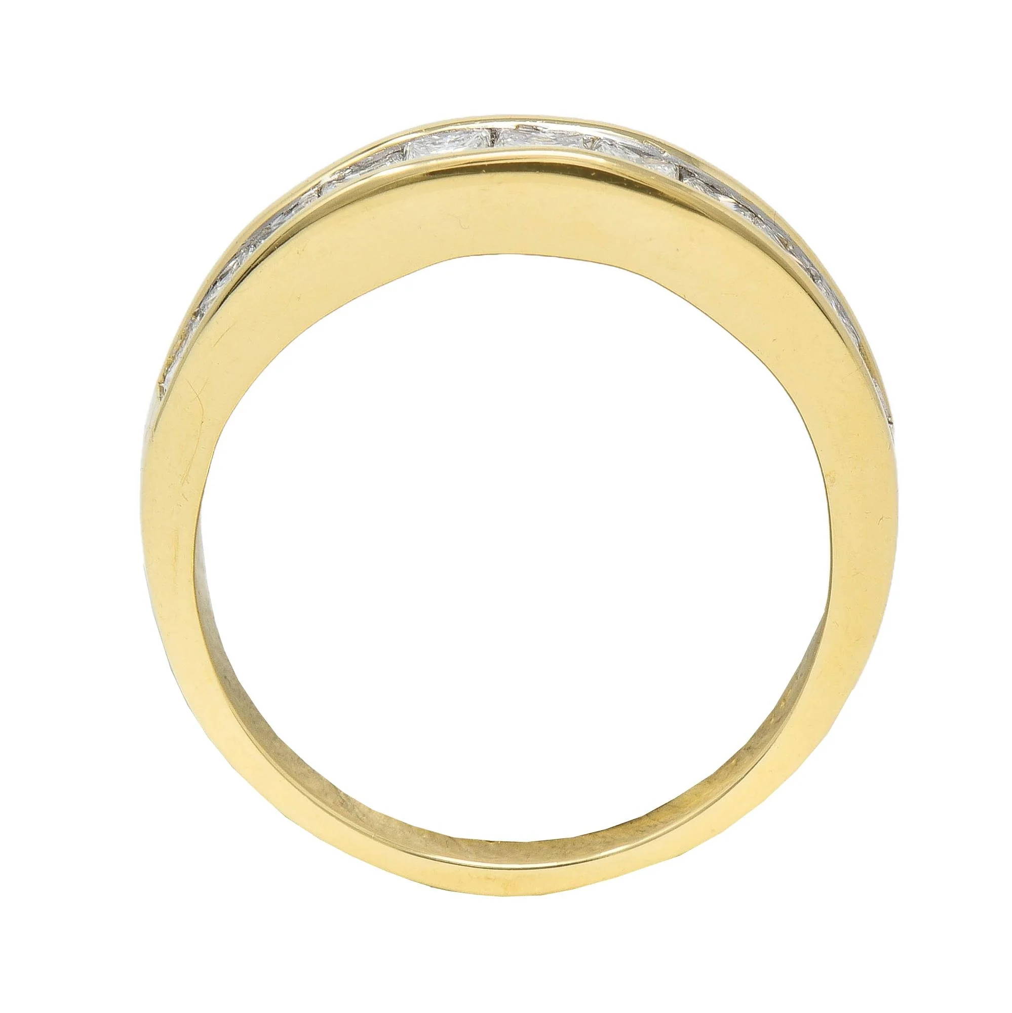 Contemporary 1.20 CTW Princess Cut Diamond 14 Karat Yellow Gold Wedding Band Ring - Image 6