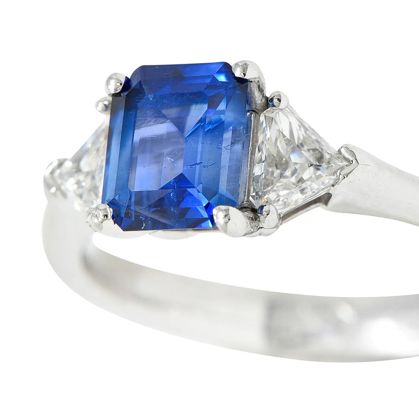 Contemporary 1.25 CTW Sapphire Diamond Three Stone Ring - Image 7