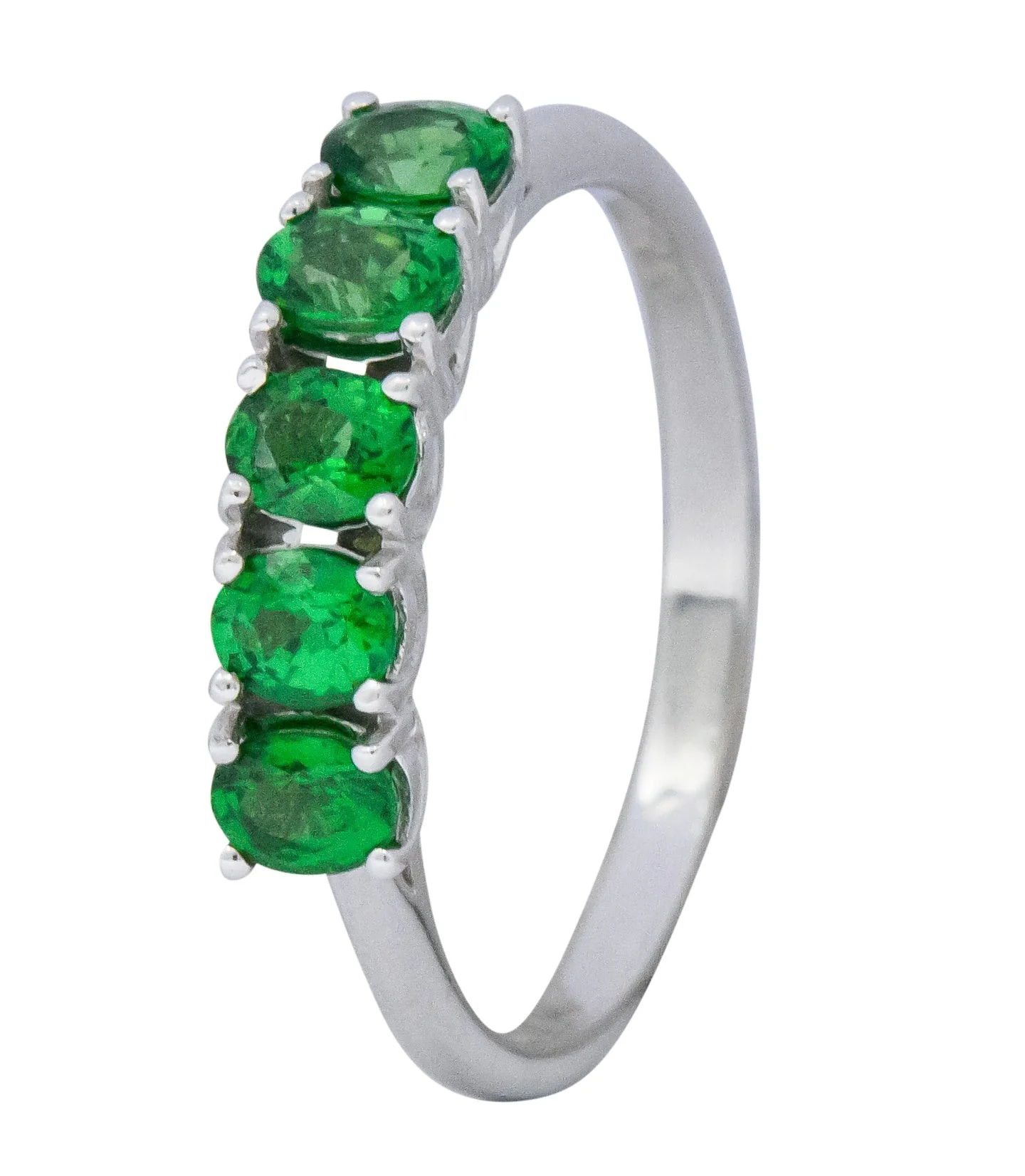 Contemporary 1.25 CTW Tsavorite Garnet 14 Karat White Gold Ring - Image 8