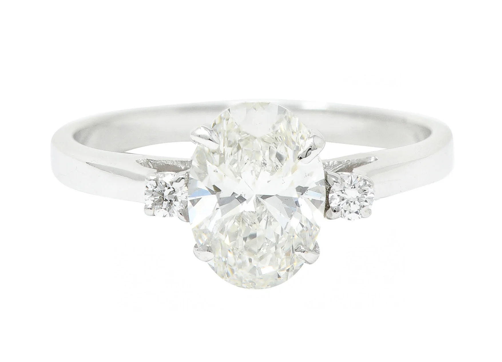 Contemporary 1.28 CTW Oval Diamond 14 Karat White Gold Engagement Ring