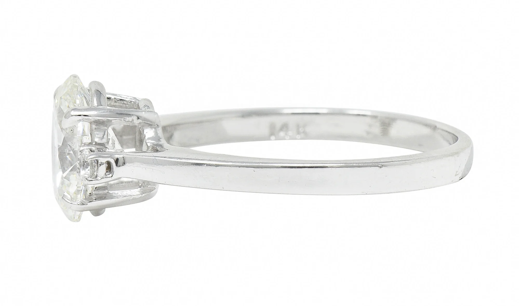Contemporary 1.28 CTW Oval Diamond 14 Karat White Gold Engagement Ring - Image 5
