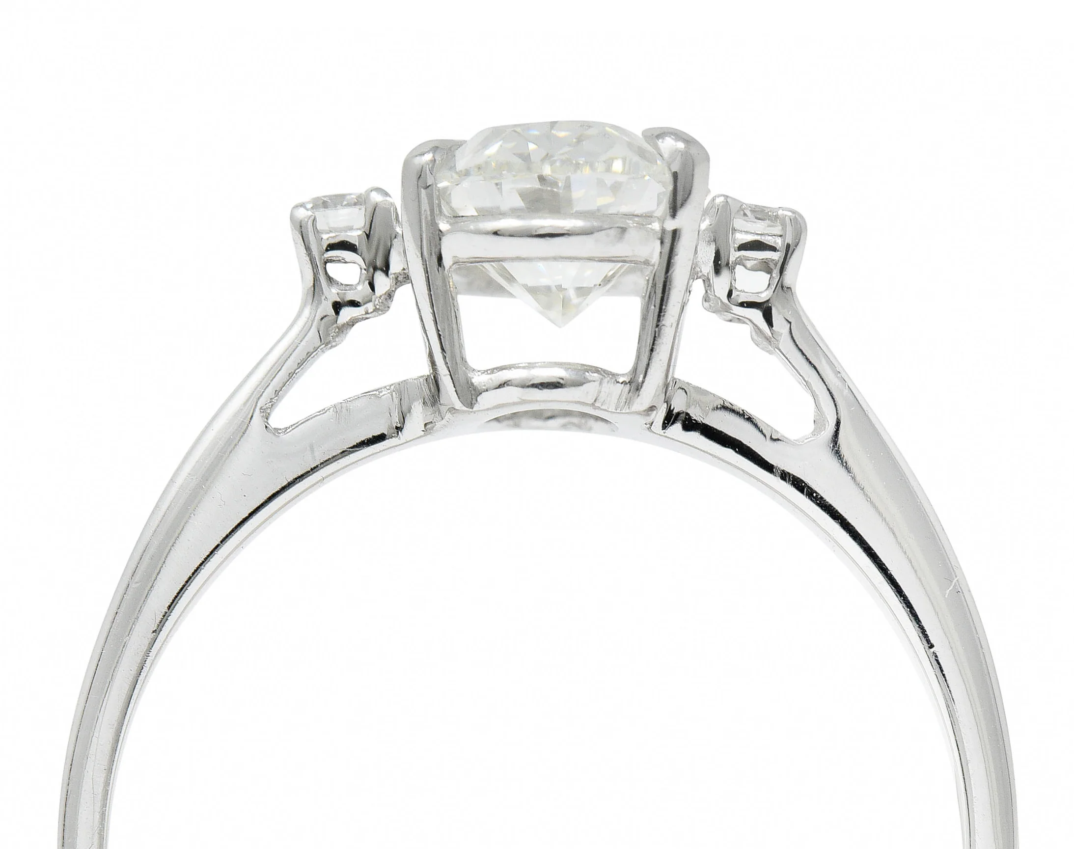 Contemporary 1.28 CTW Oval Diamond 14 Karat White Gold Engagement Ring - Image 7