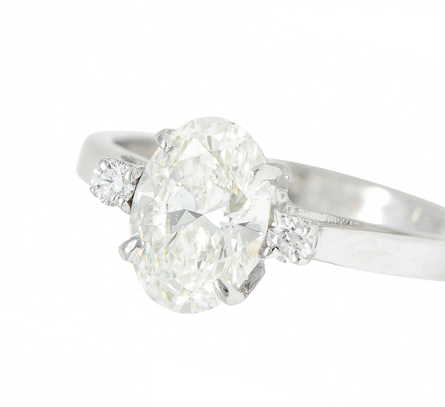 Contemporary 1.28 CTW Oval Diamond 14 Karat White Gold Engagement Ring - Image 8