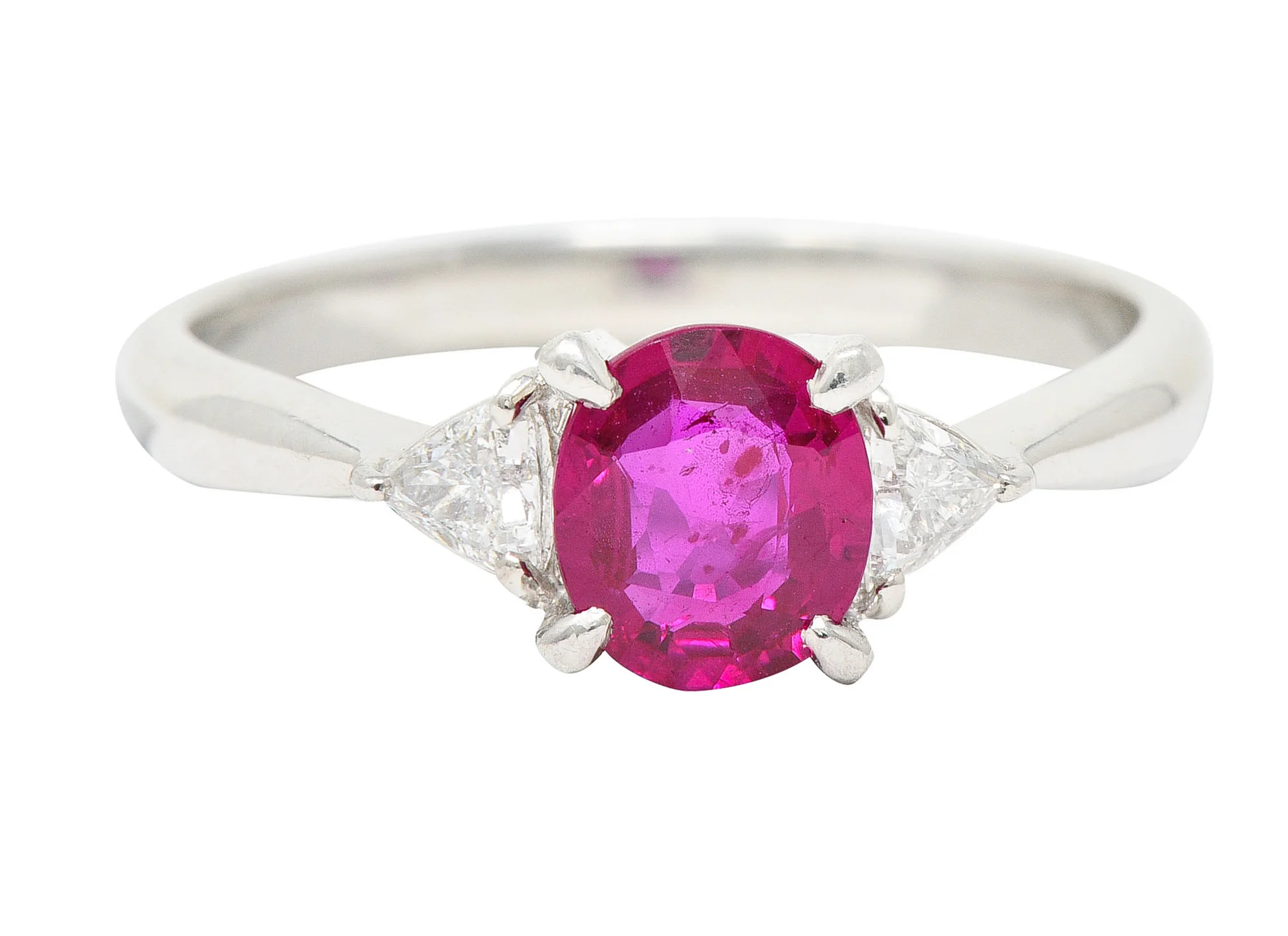 Contemporary 1.29 CTW Ruby Diamond Platinum Gemstone Ring