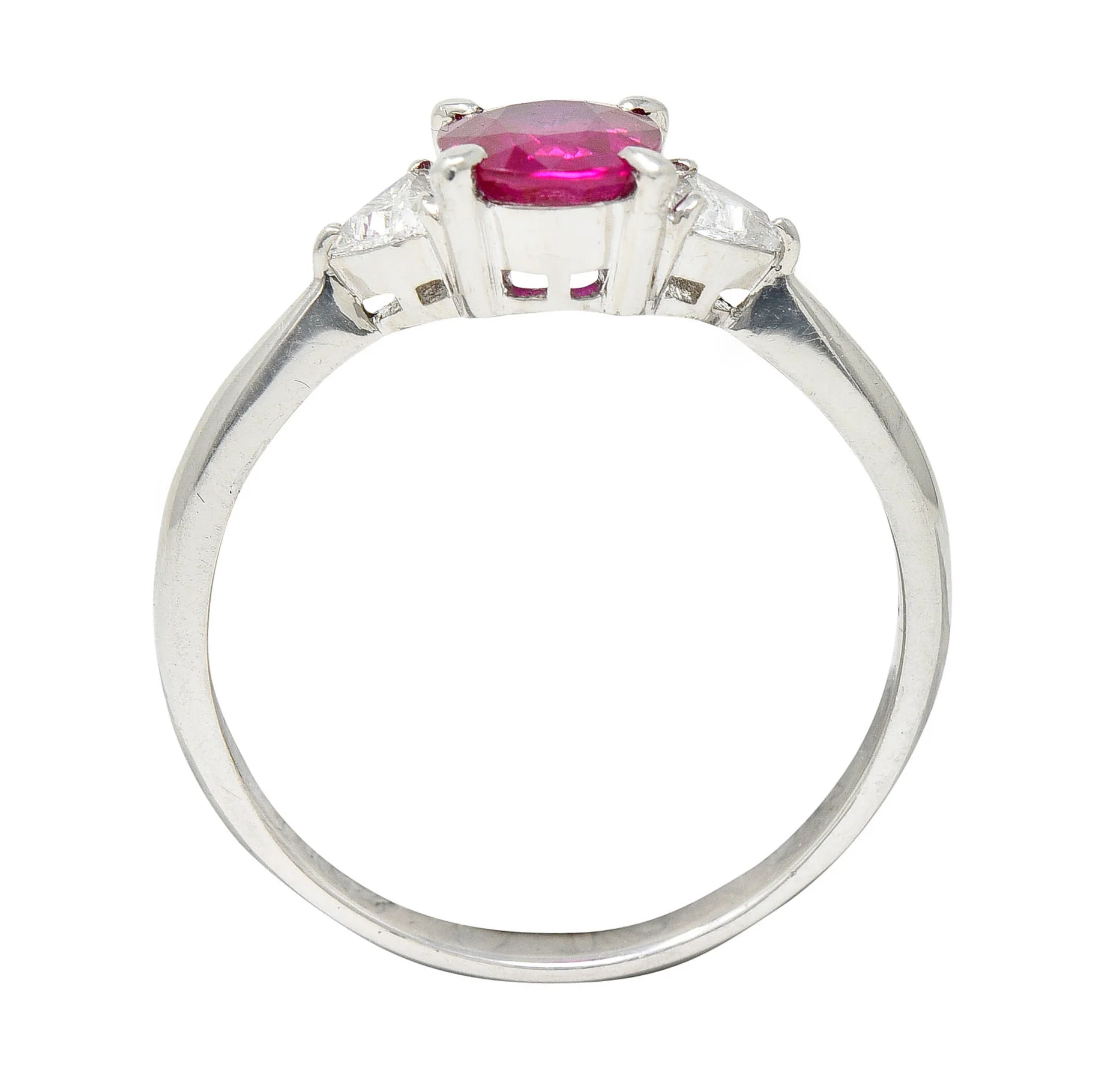 Contemporary 1.29 CTW Ruby Diamond Platinum Gemstone Ring - Image 10