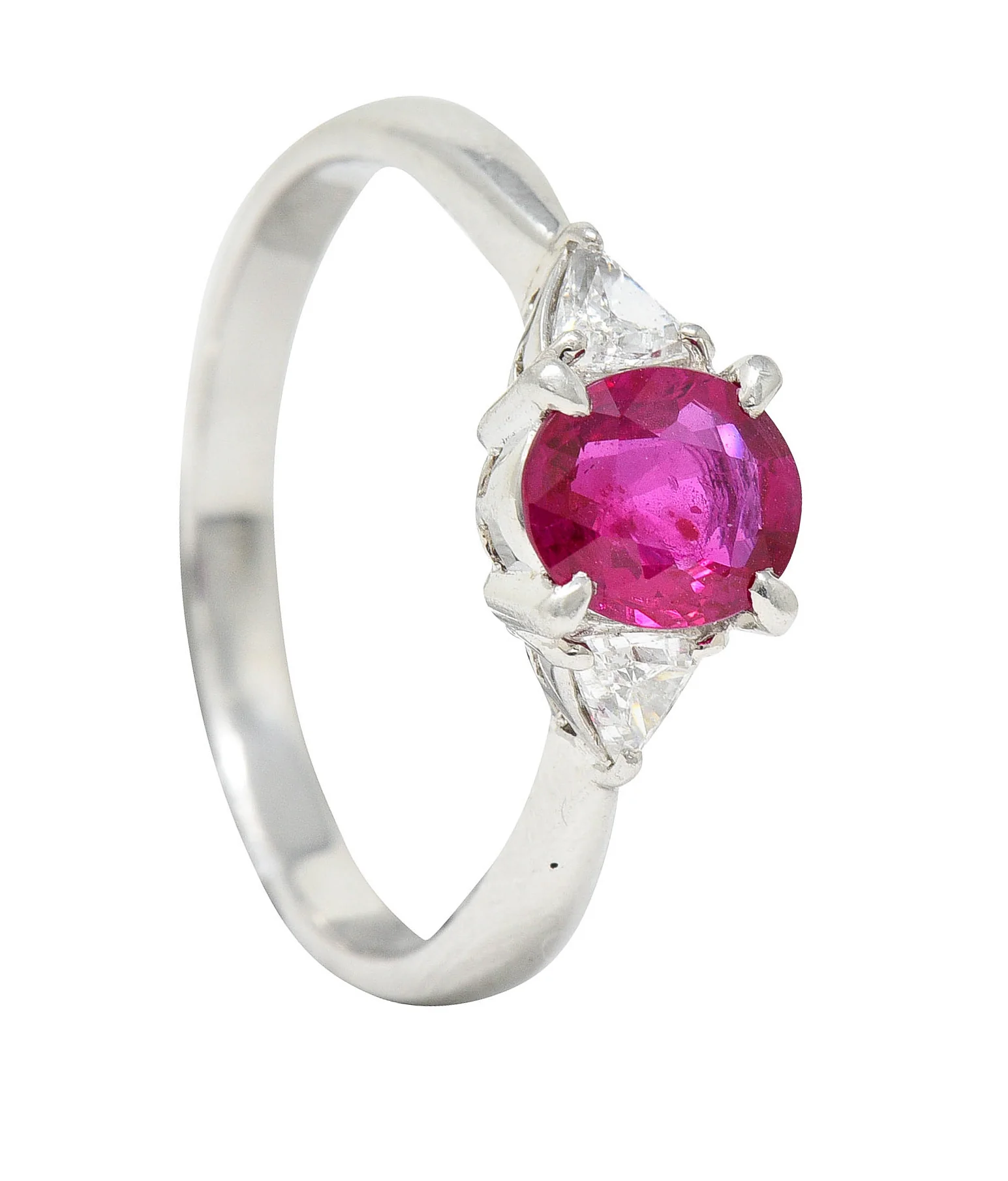 Contemporary 1.29 CTW Ruby Diamond Platinum Gemstone Ring - Image 11