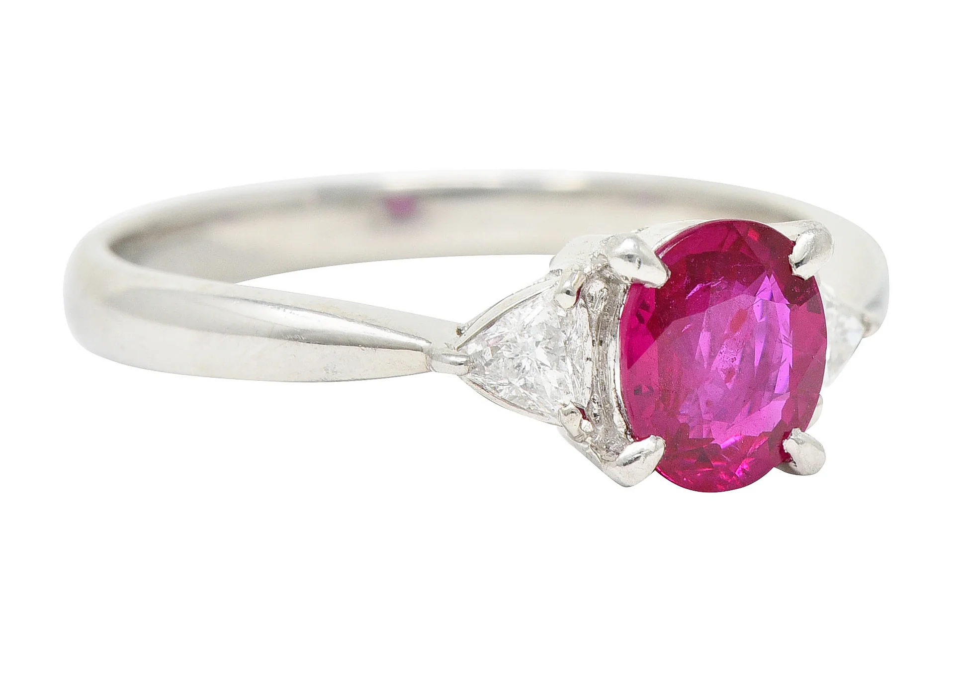 Contemporary 1.29 CTW Ruby Diamond Platinum Gemstone Ring - Image 2