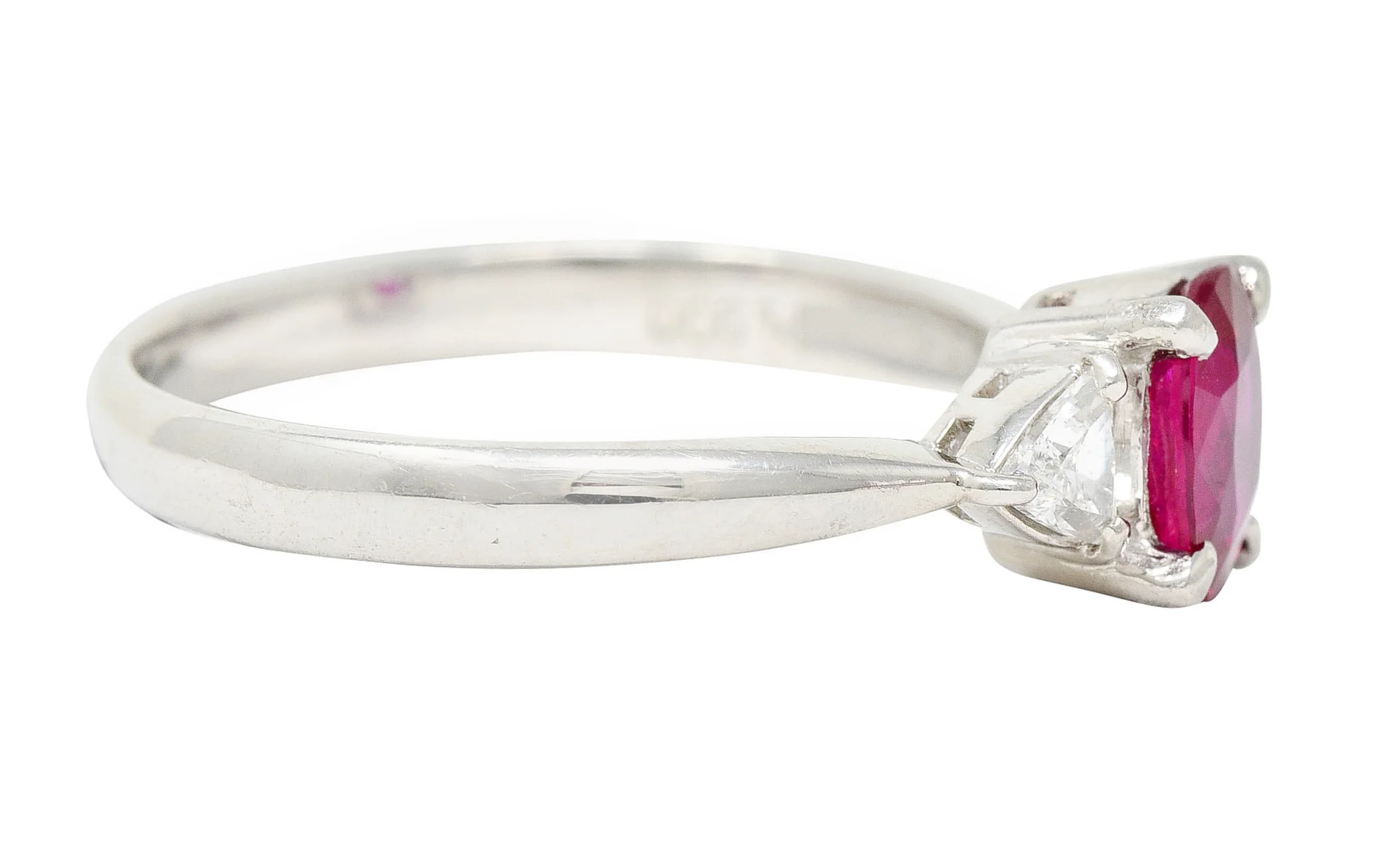 Contemporary 1.29 CTW Ruby Diamond Platinum Gemstone Ring - Image 3