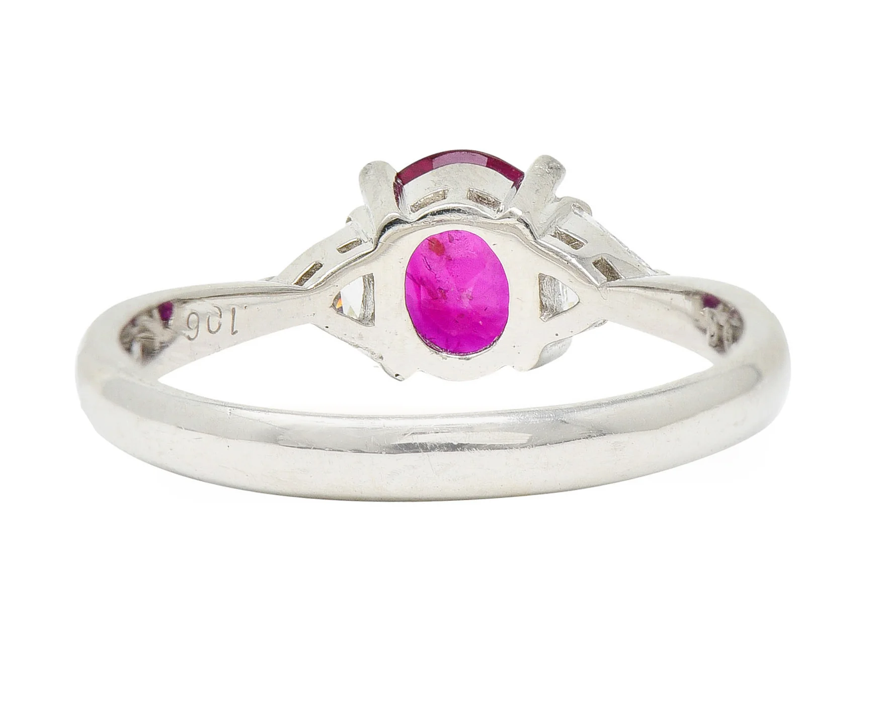 Contemporary 1.29 CTW Ruby Diamond Platinum Gemstone Ring - Image 4