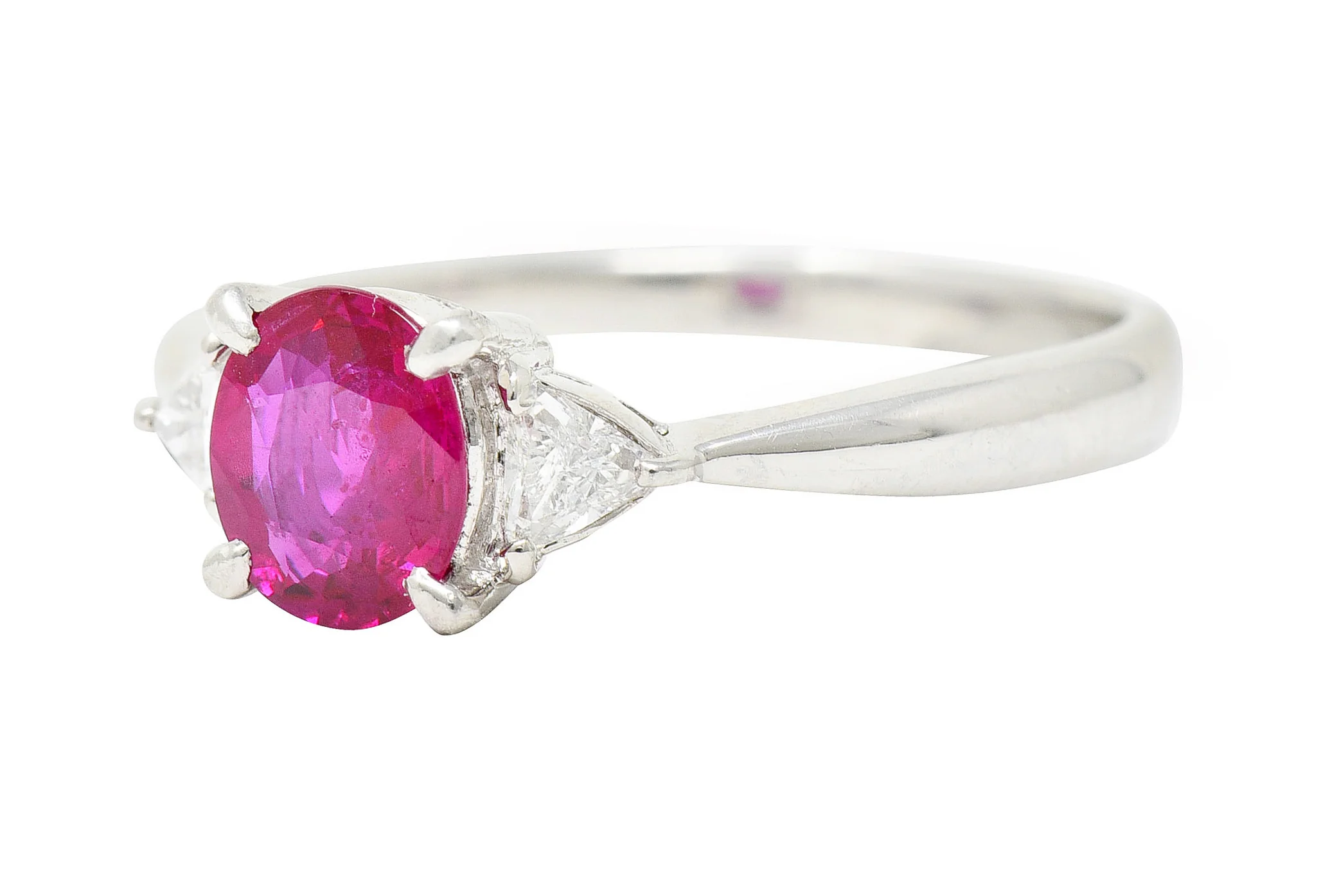 Contemporary 1.29 CTW Ruby Diamond Platinum Gemstone Ring - Image 6