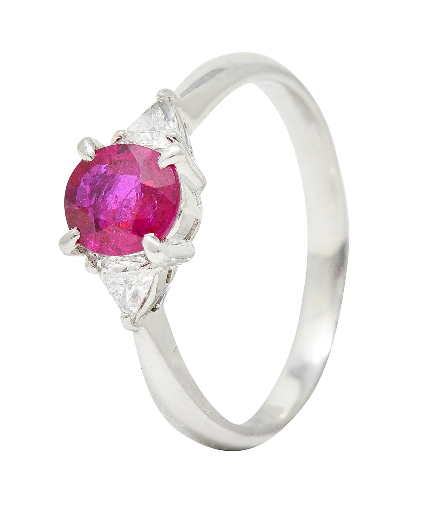 Contemporary 1.29 CTW Ruby Diamond Platinum Gemstone Ring - Image 9