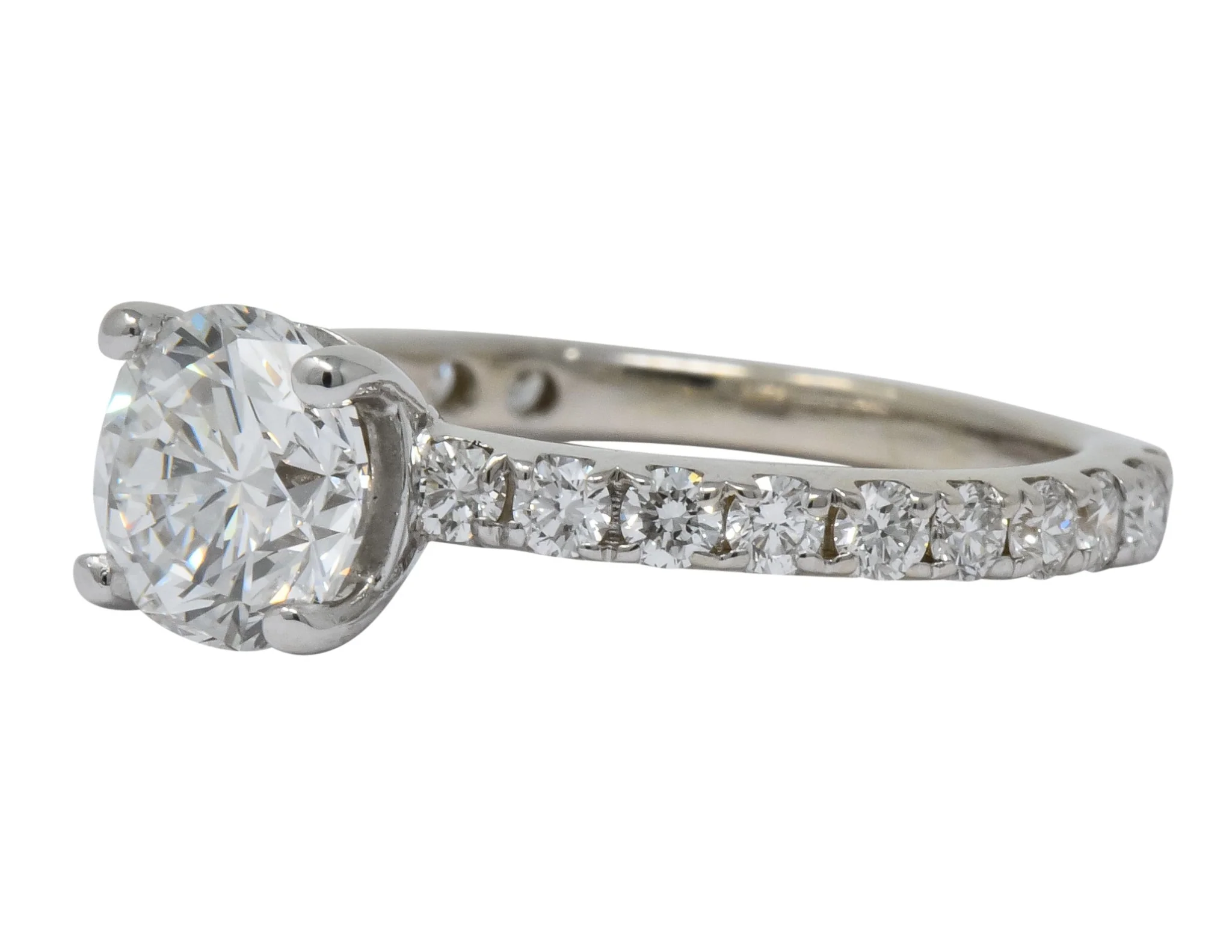 Contemporary 1.44 CTW Diamond 14 Karat White Gold Engagement Ring GIA - Image 2