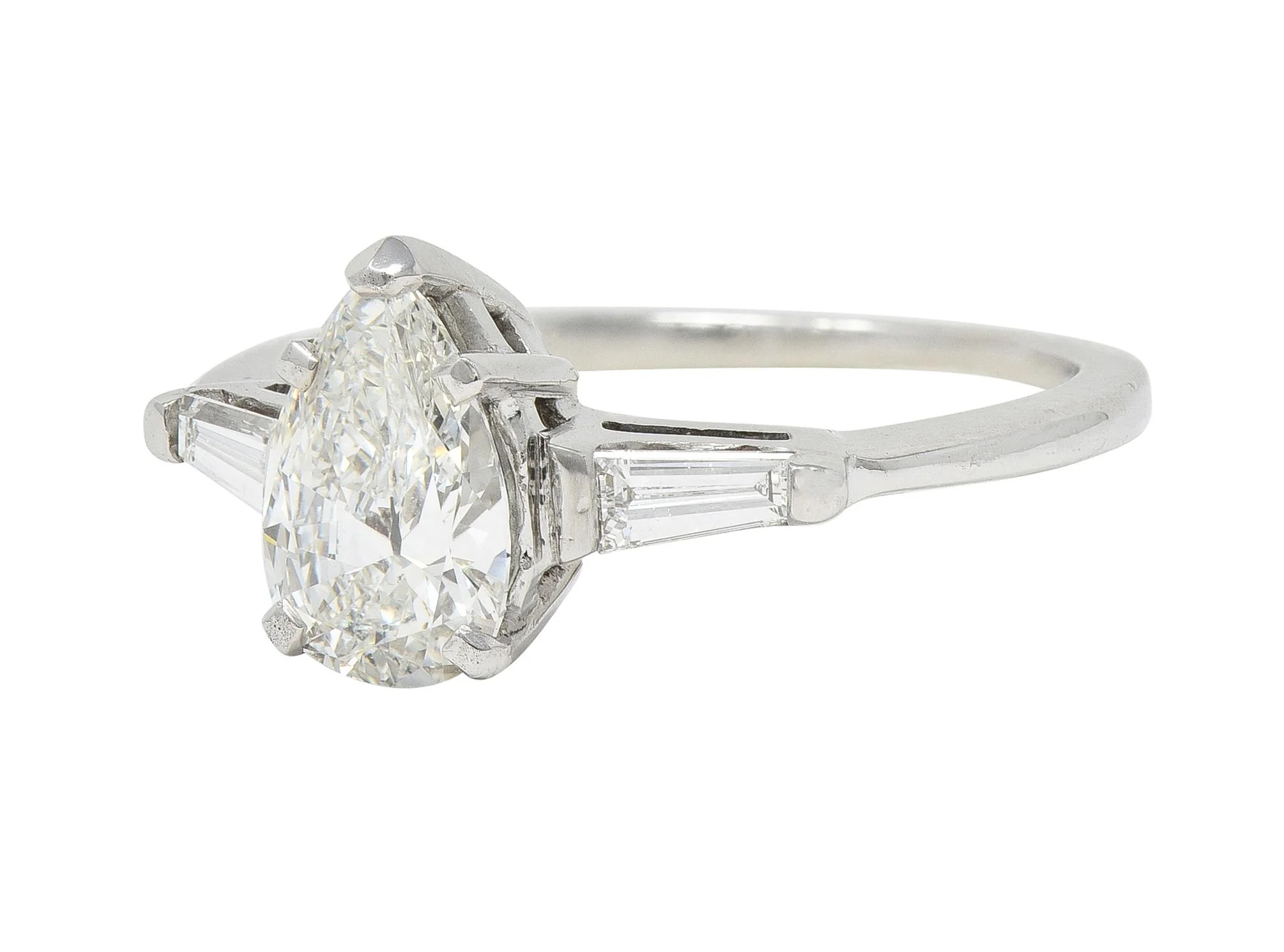 Contemporary 1.46 CTW Pear Diamond 14 Karat White Gold Engagement Ring GIA - Image 6
