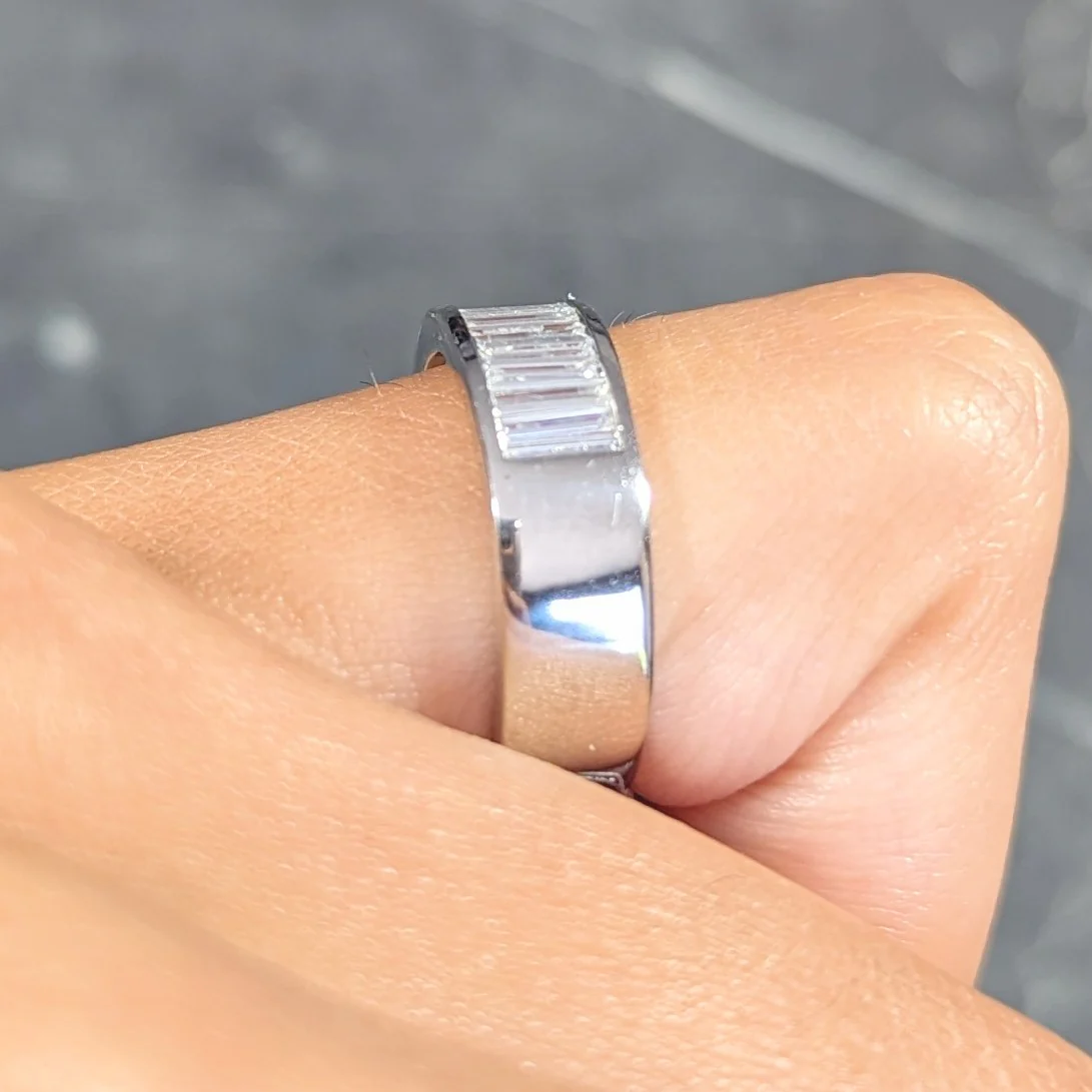 Contemporary 1.50 CTW Baguette Cut Diamond Platinum Channel Band Ring - Image 12