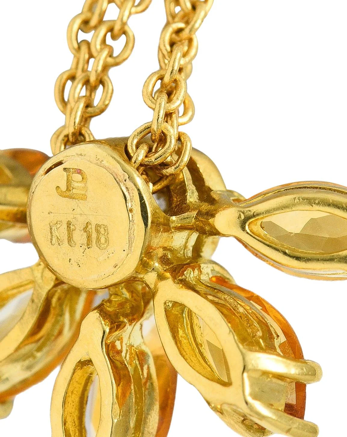 Contemporary 1.50 CTW Citrine Diamond 18 Karat Two-Tone Gold Drop Necklace - Image 7