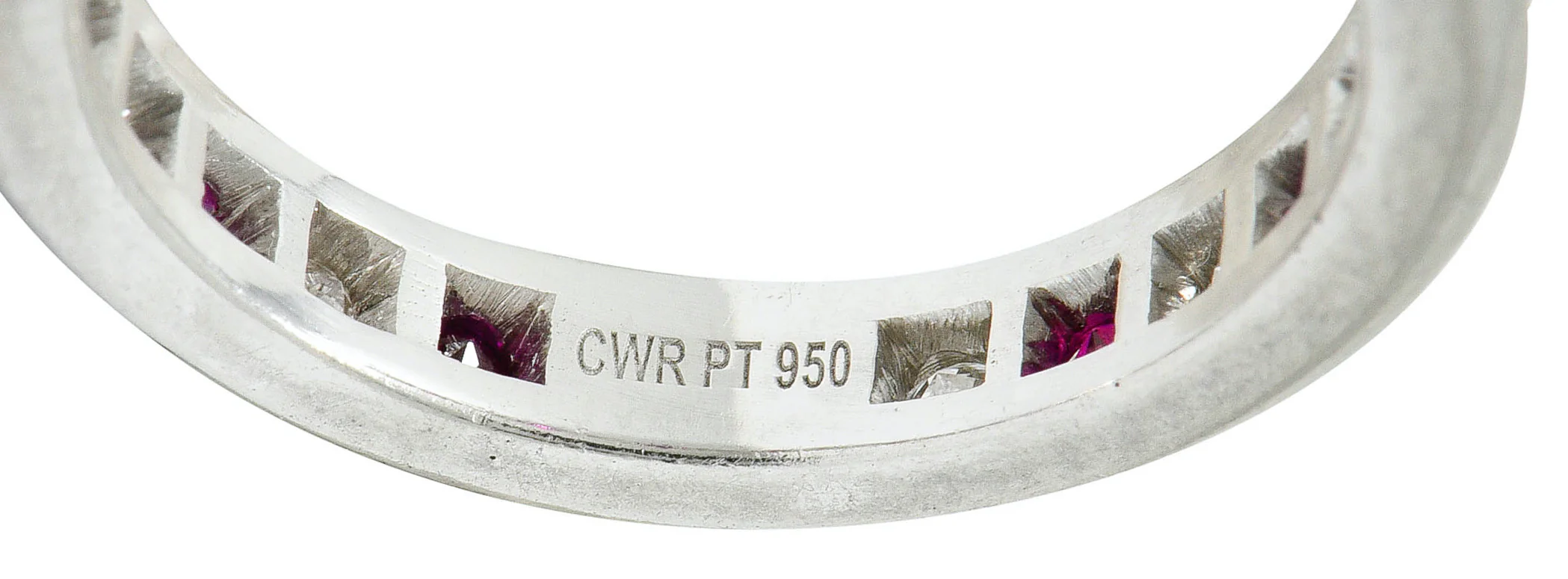 Contemporary 1.56 CTW Ruby Diamond Platinum Eternity Channel Band Ring - Image 7