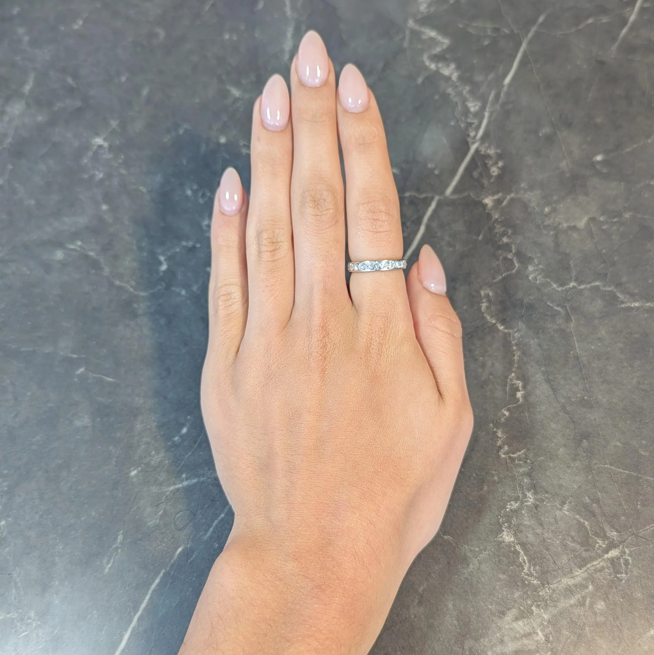 Contemporary 1.61 CTW Round Diamond 14 Karat White Gold Eternity Wedding Band Ring - Image 8