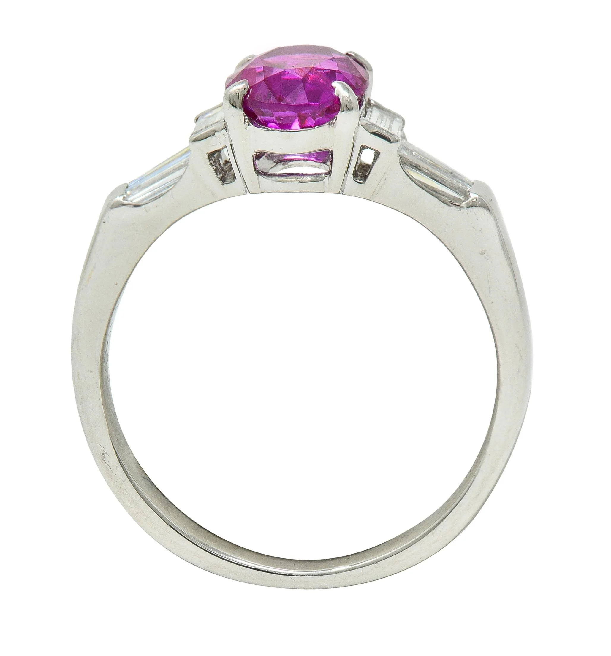 Contemporary 1.62 CTW No Heat Burmese Ruby Diamond Platinum Ring - Image 10
