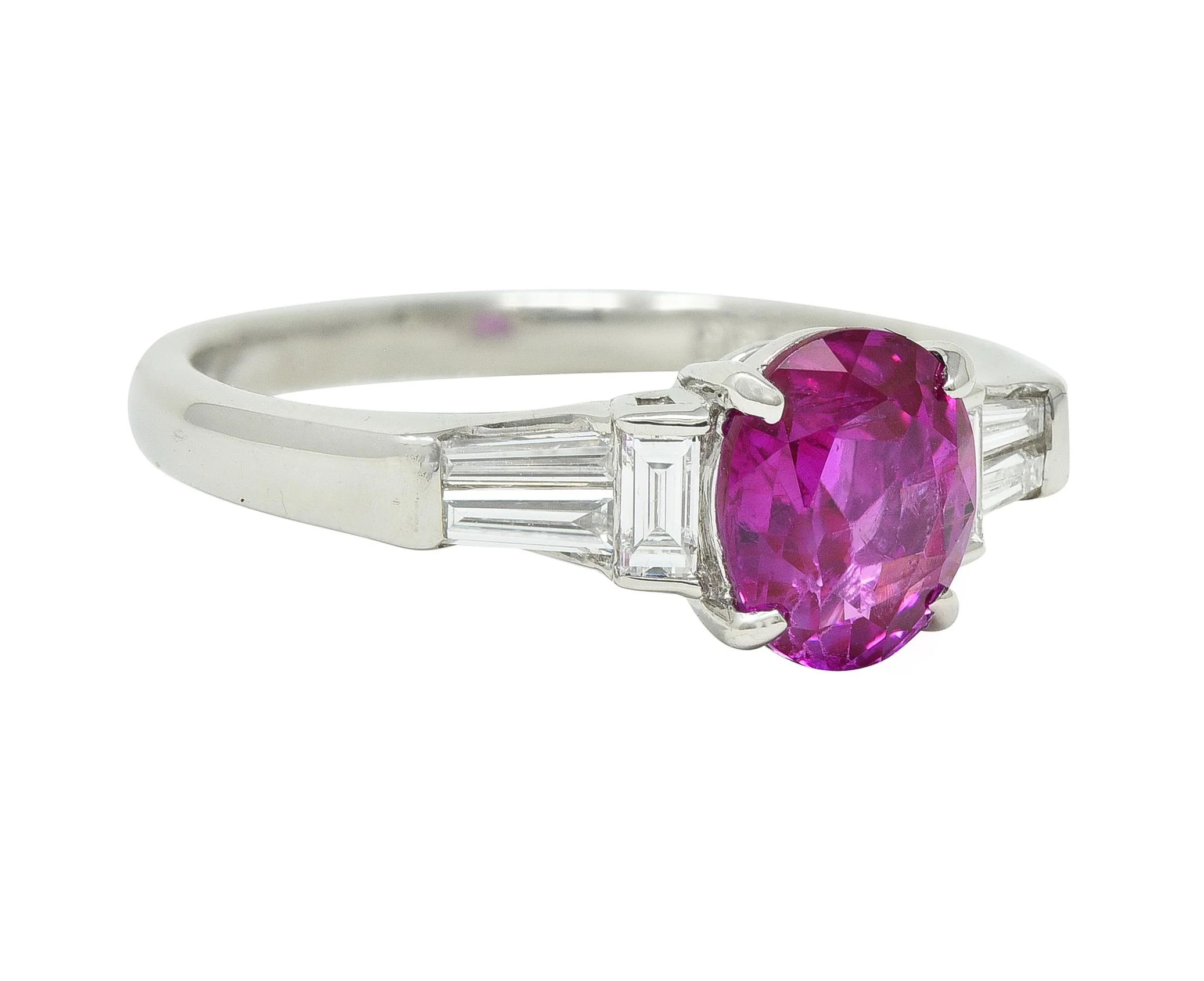Contemporary 1.62 CTW No Heat Burmese Ruby Diamond Platinum Ring - Image 2