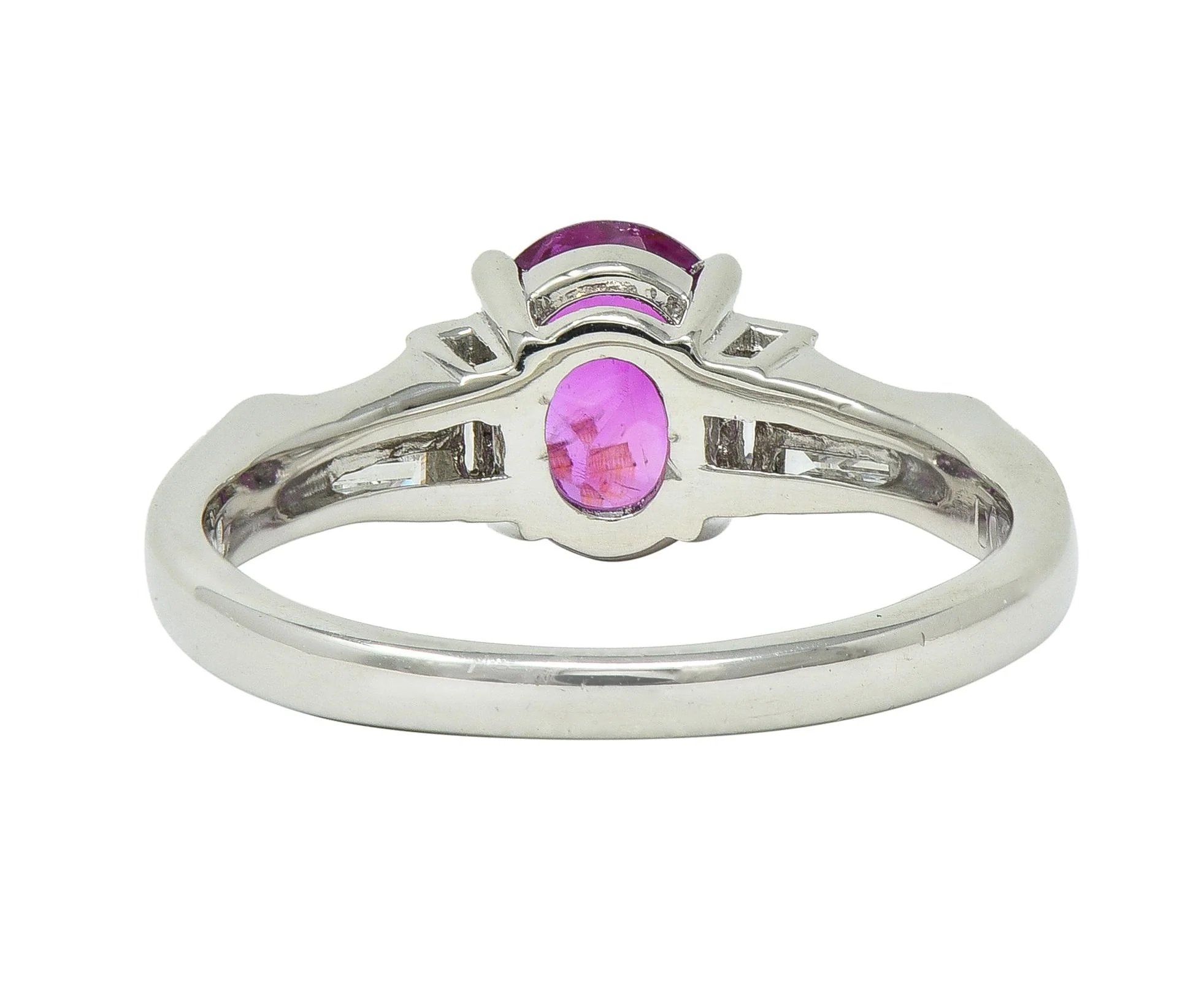 Contemporary 1.62 CTW No Heat Burmese Ruby Diamond Platinum Ring - Image 4