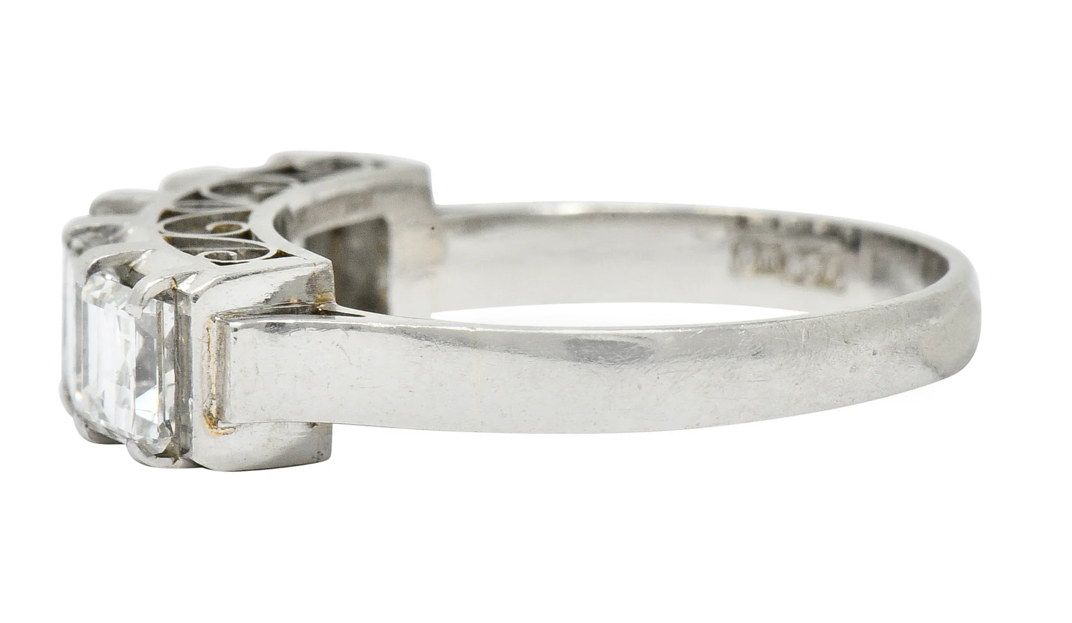Contemporary 1.62 CTW Step Cut Diamond Platinum Five Stone Band Ring - Image 5