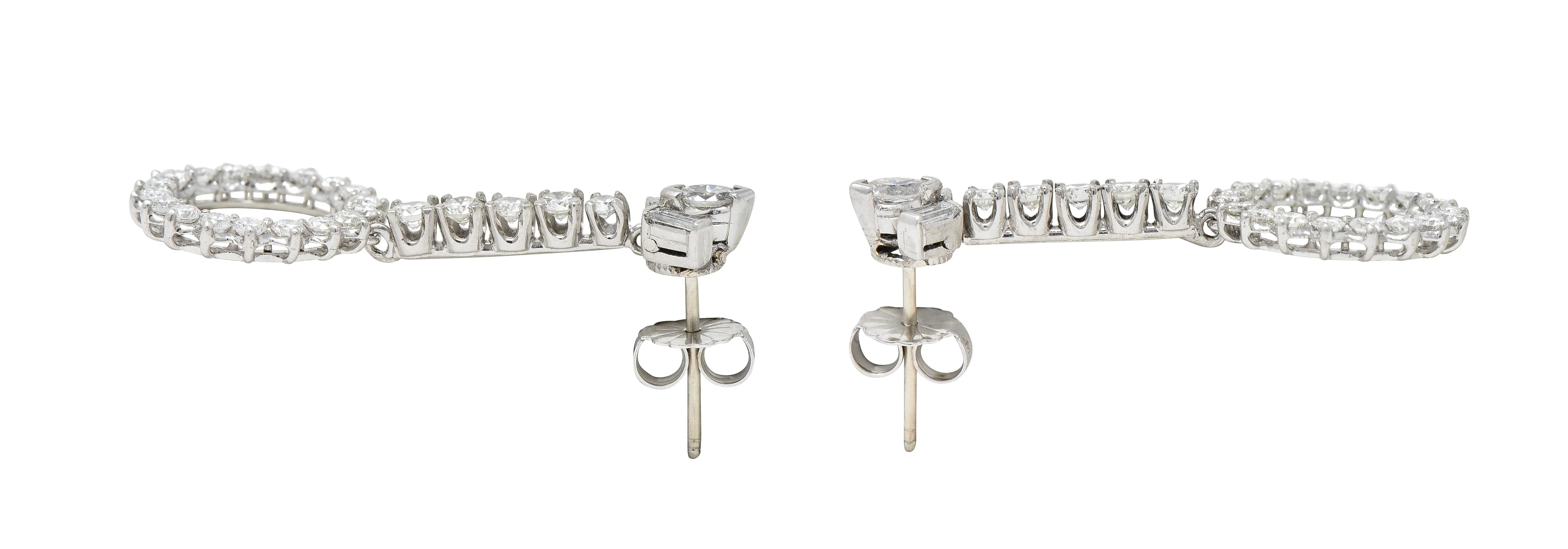 Contemporary 1.74 CTW Round Brilliant Diamond Platinum Circle Drop Earrings - Image 6