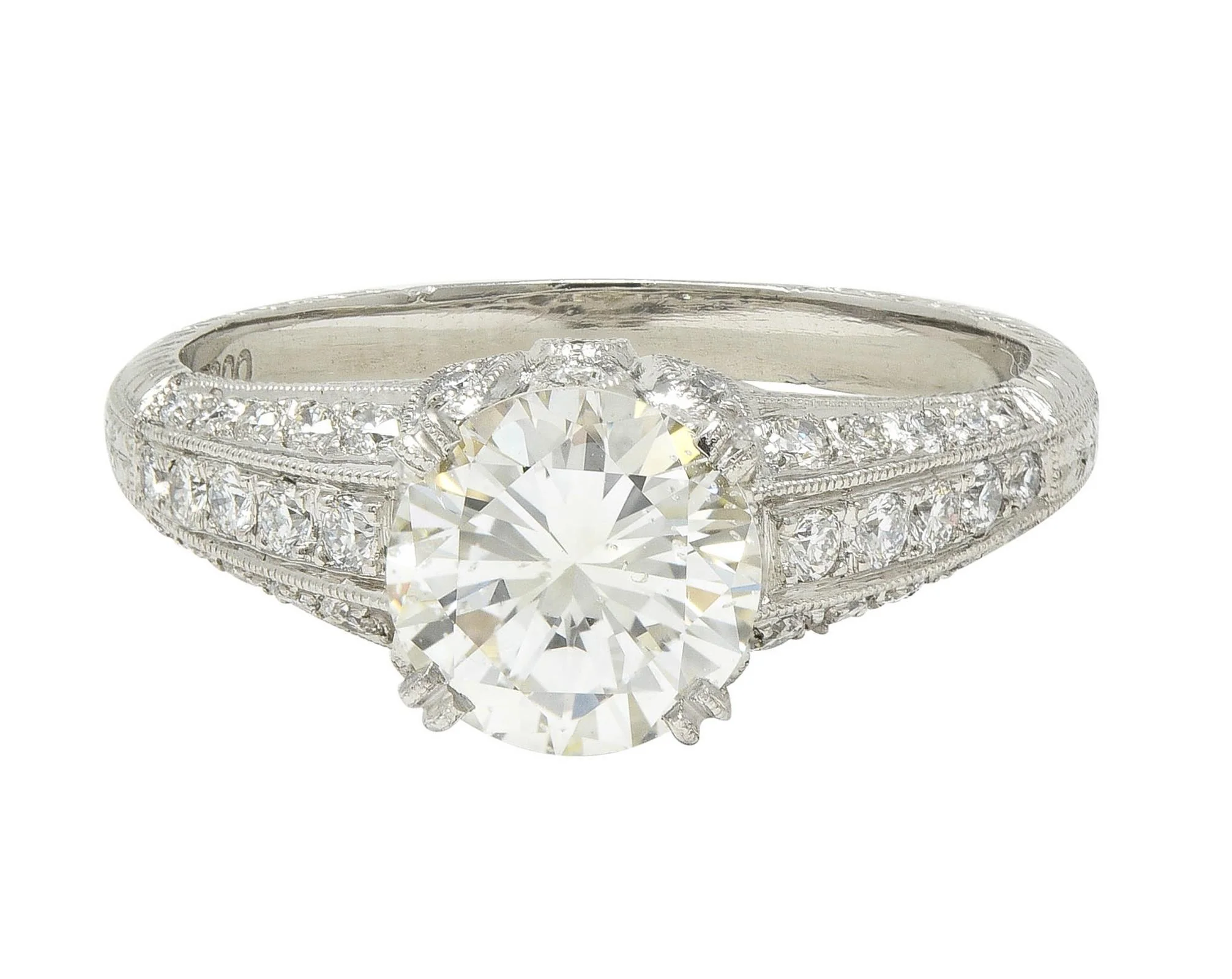 Contemporary 1.87 CTW Brilliant Cut Diamond Platinum Lotus Engagement Ring GIA