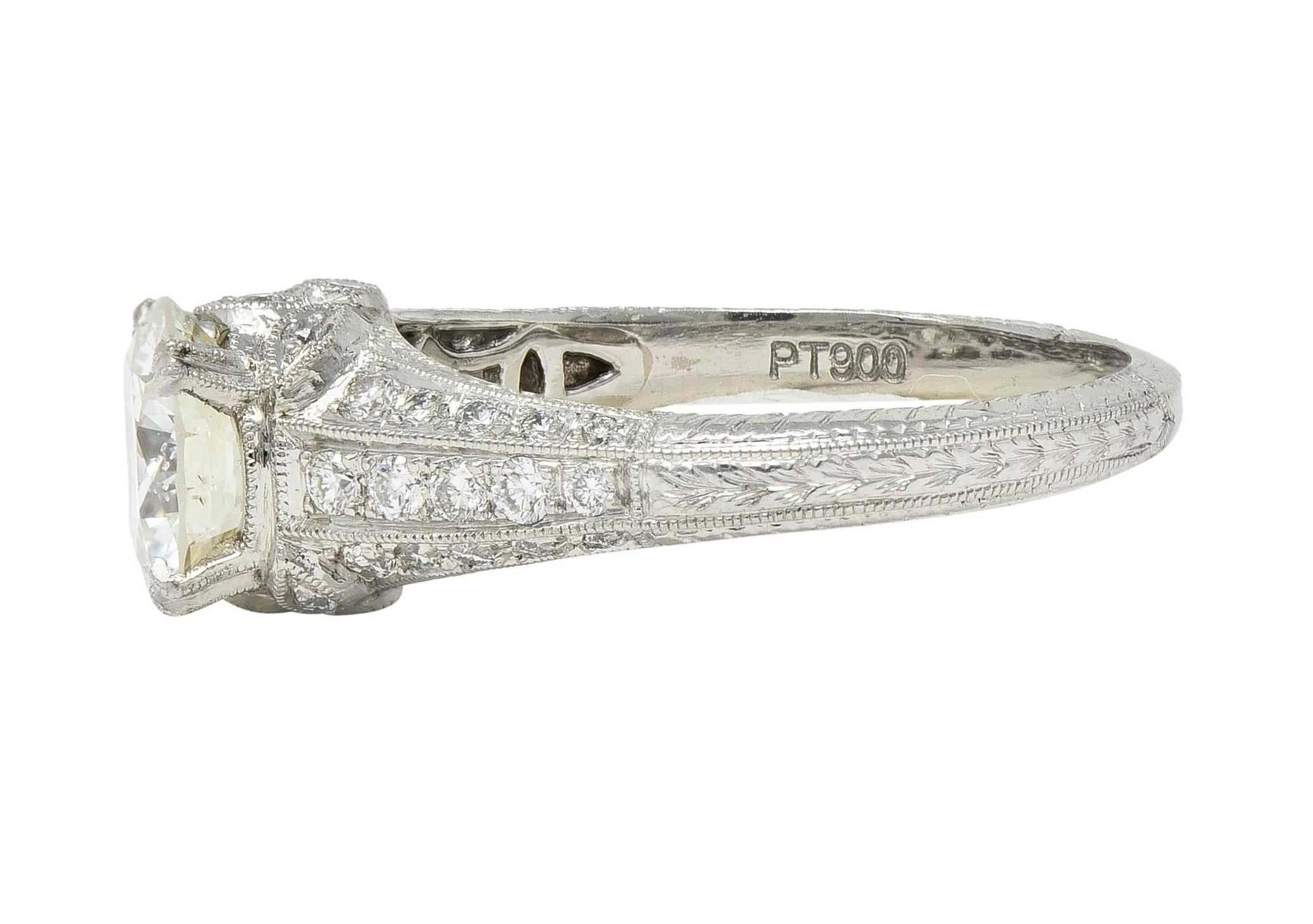 Contemporary 1.87 CTW Brilliant Cut Diamond Platinum Lotus Engagement Ring GIA - Image 6