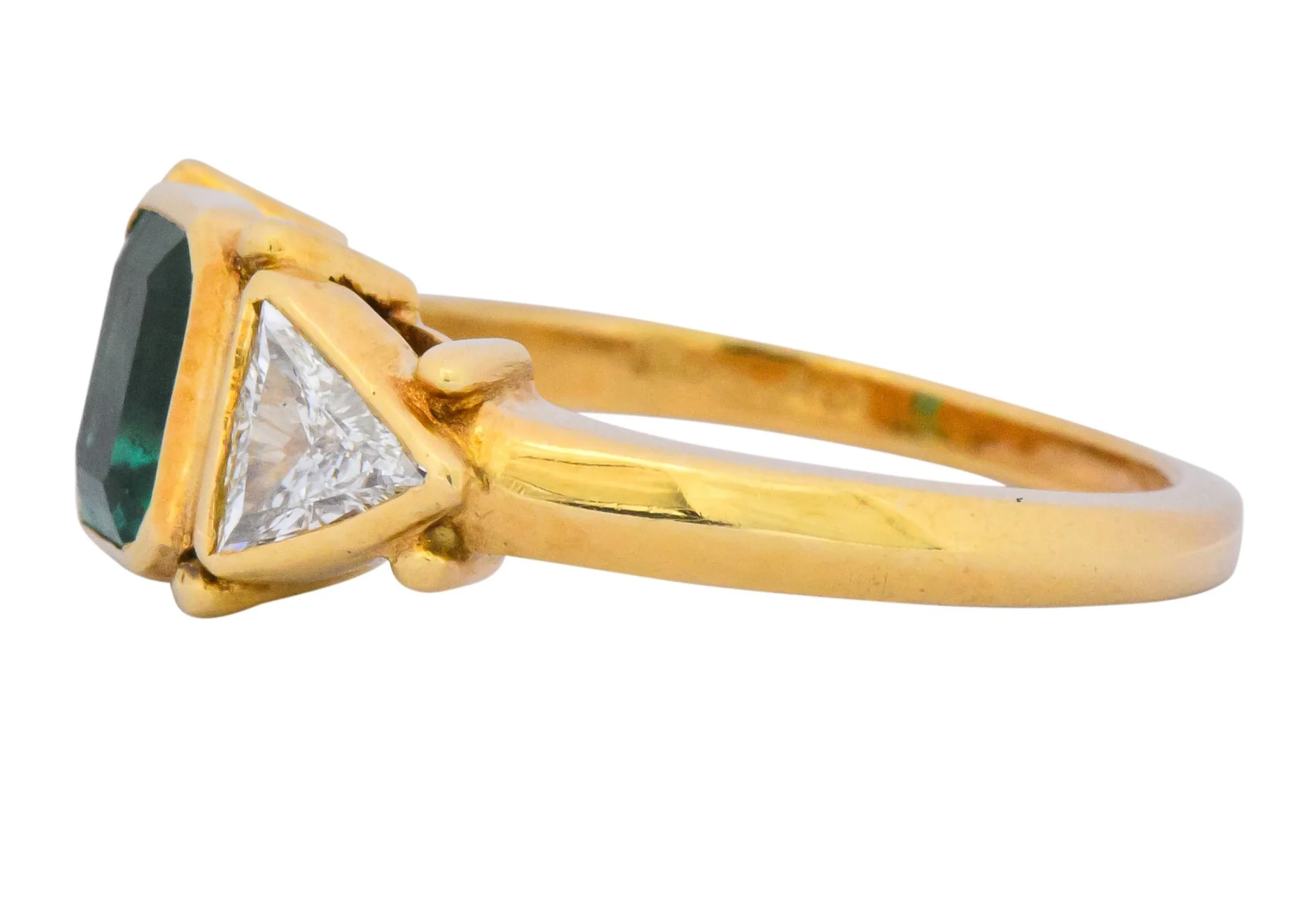 Contemporary 1.90 CTW Emerald Diamond 18 Karat Gold Ring - Image 3