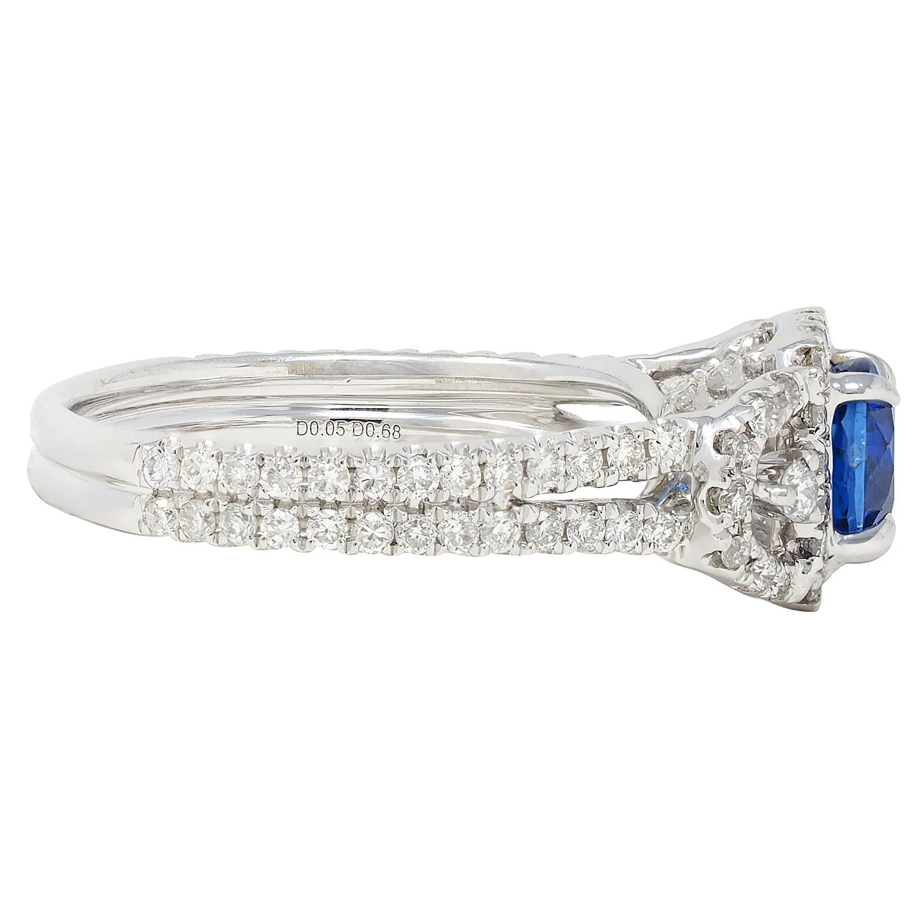 Contemporary 1.98 CTW Sapphire Diamond 18 Karat White Gold Halo Ring - Image 2